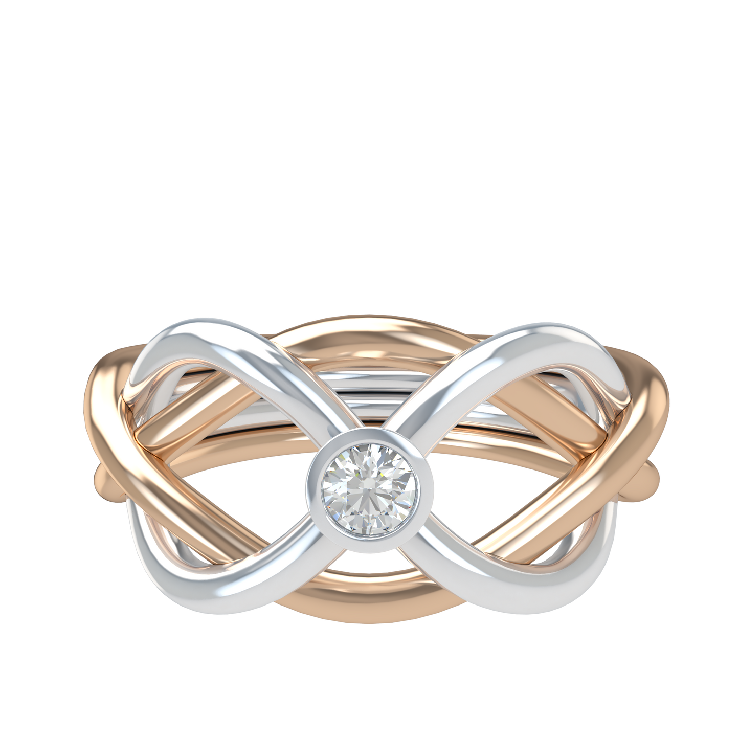 Classic puzzle ring with round diamond bezel - ™ Joaillerie VCL