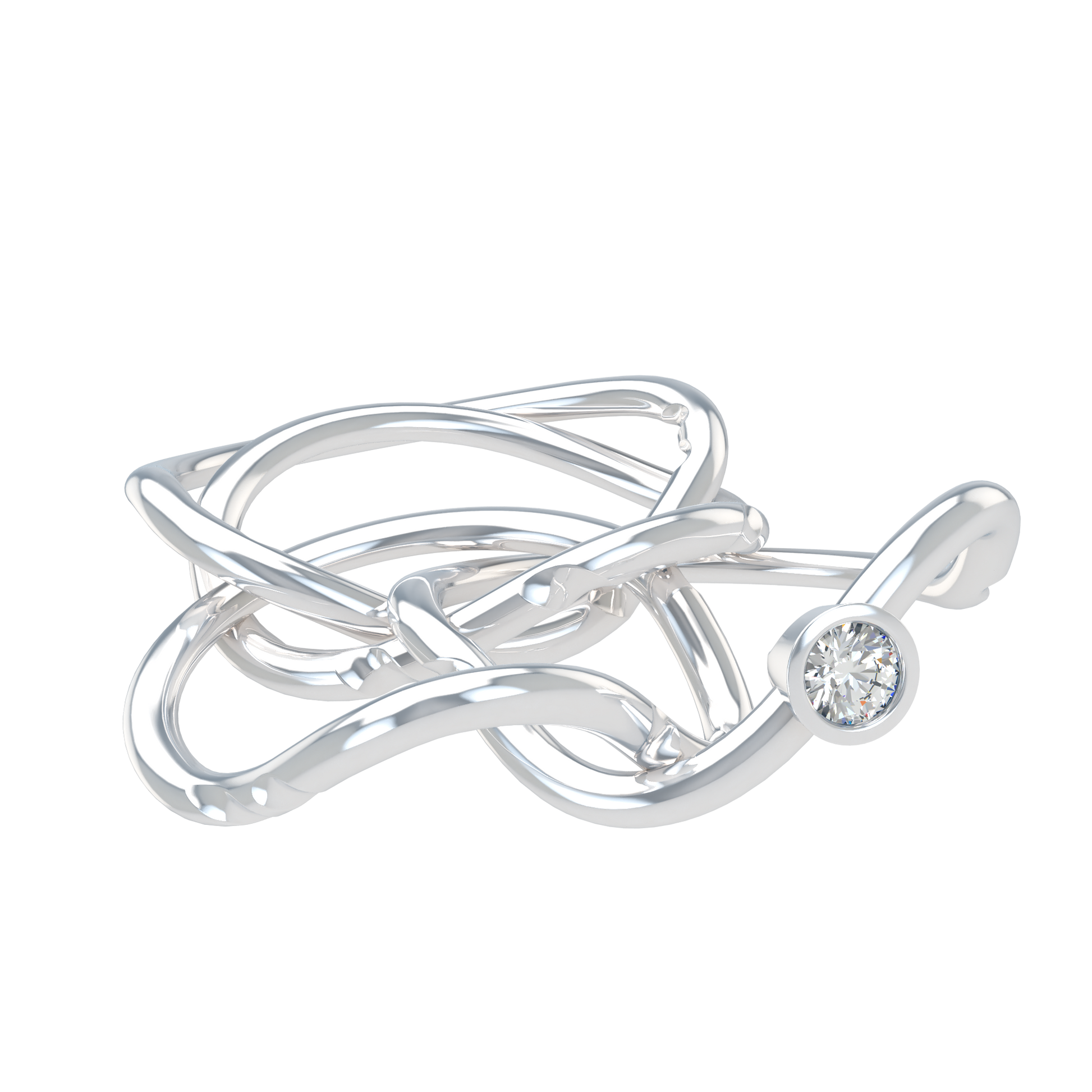 Classic puzzle ring with round diamond bezel - ™ Joaillerie VCL