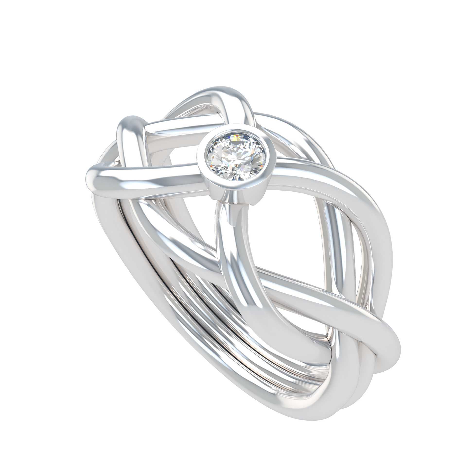 Classic puzzle ring with round diamond bezel - ™ Joaillerie VCL