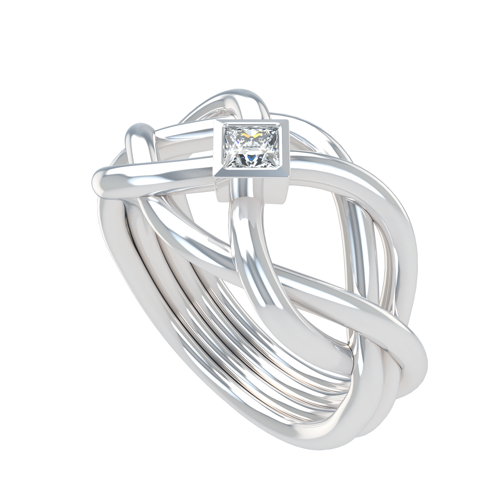 Classic puzzle ring - Princess cut diamond Bezel - ™ Joaillerie VCL