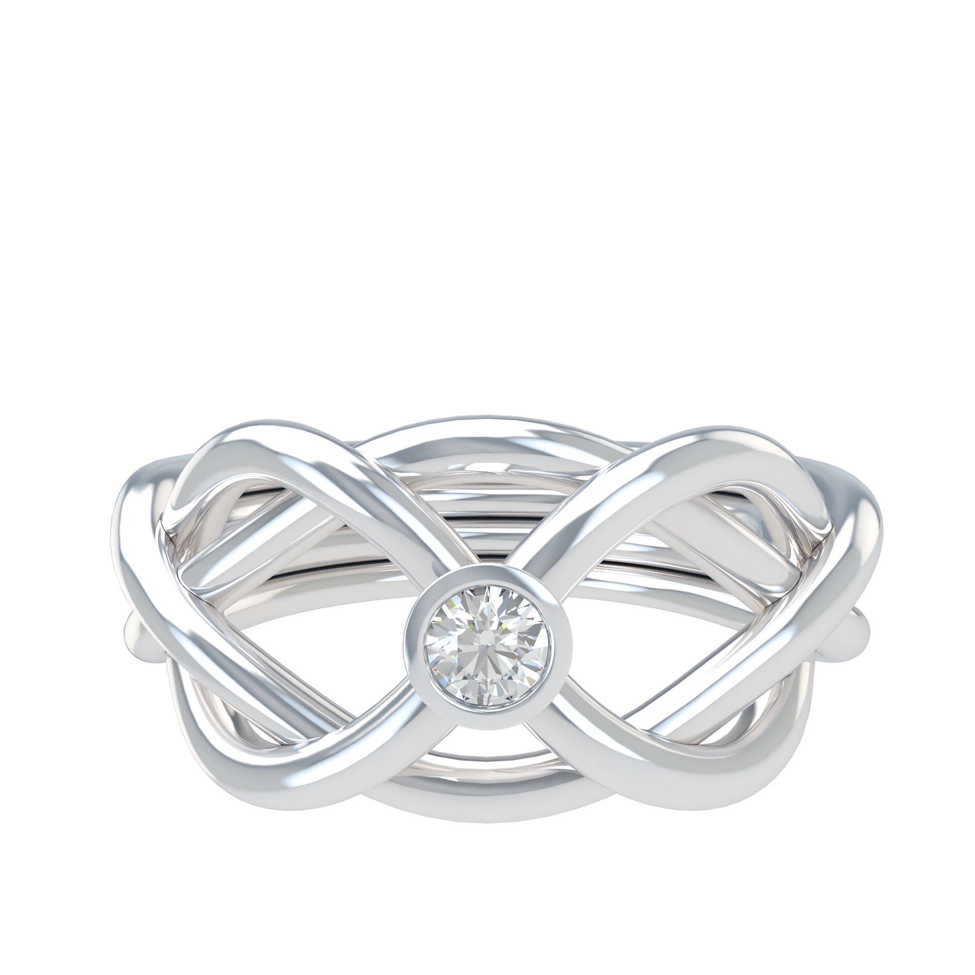 Classic puzzle ring with round diamond bezel - ™ Joaillerie VCL