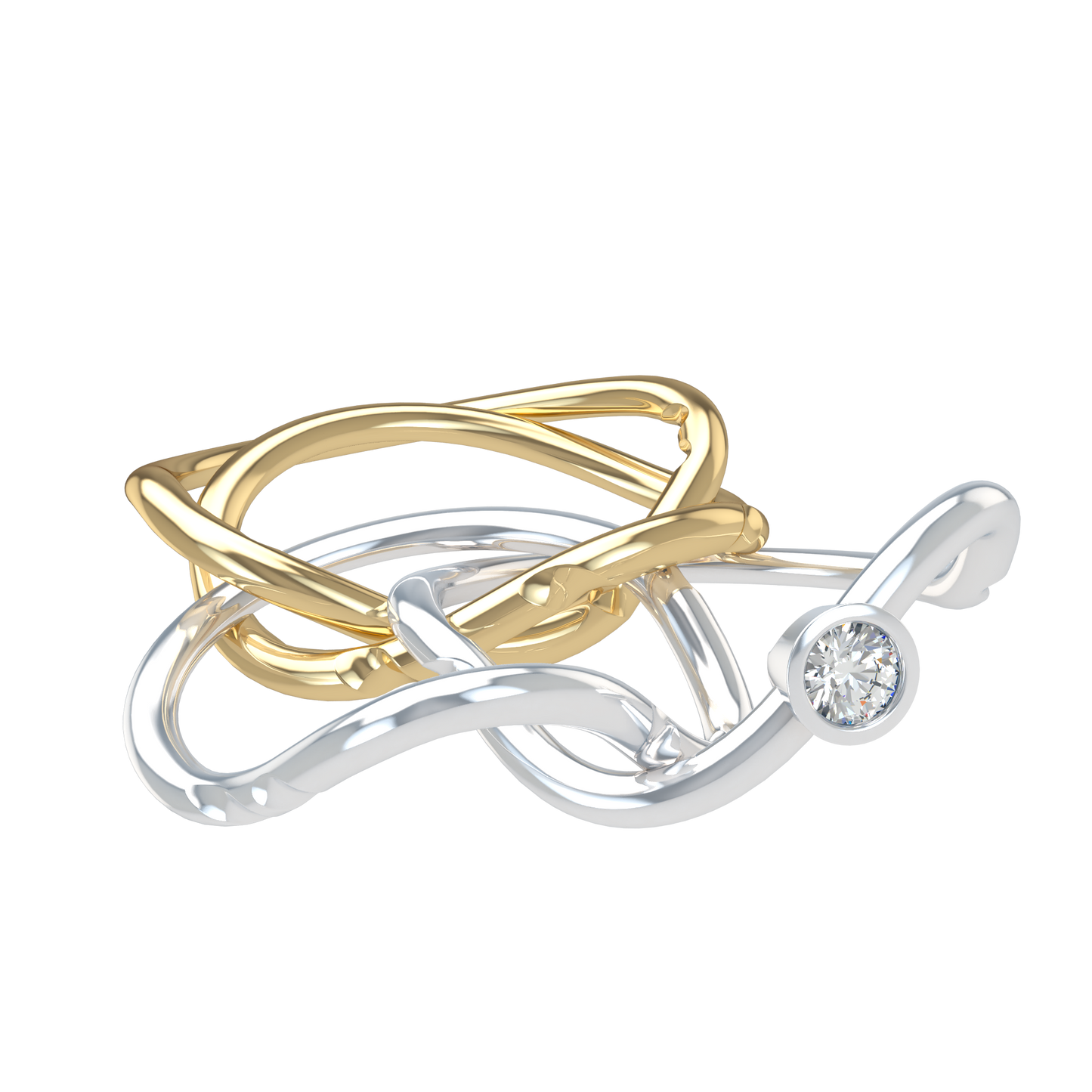 Classic puzzle ring with round diamond bezel - ™ Joaillerie VCL