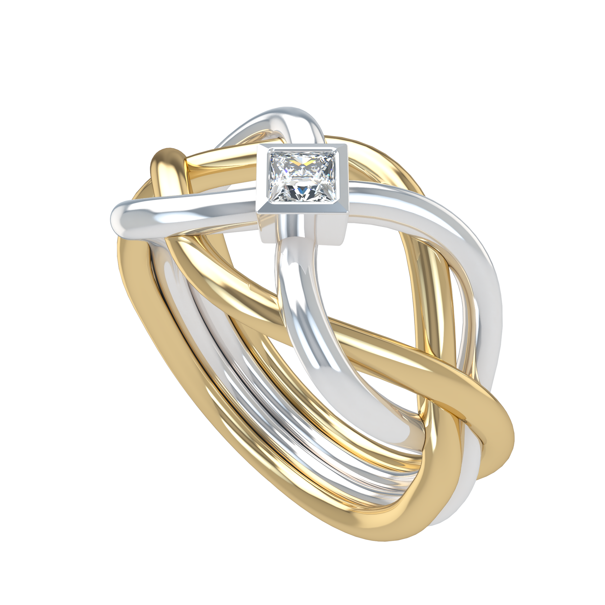 Classic puzzle ring - Princess cut diamond Bezel - ™ Joaillerie VCL