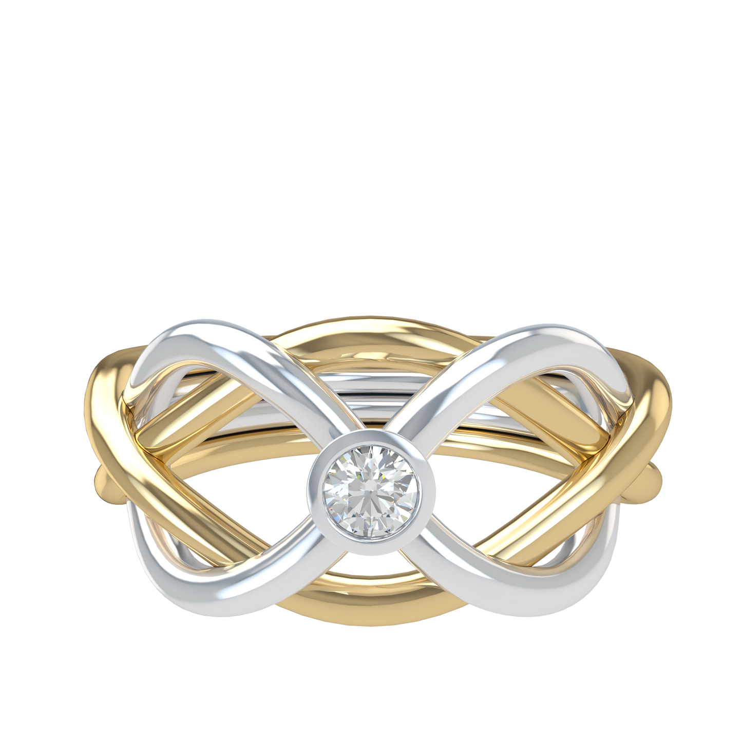 Classic puzzle ring with round diamond bezel - ™ Joaillerie VCL