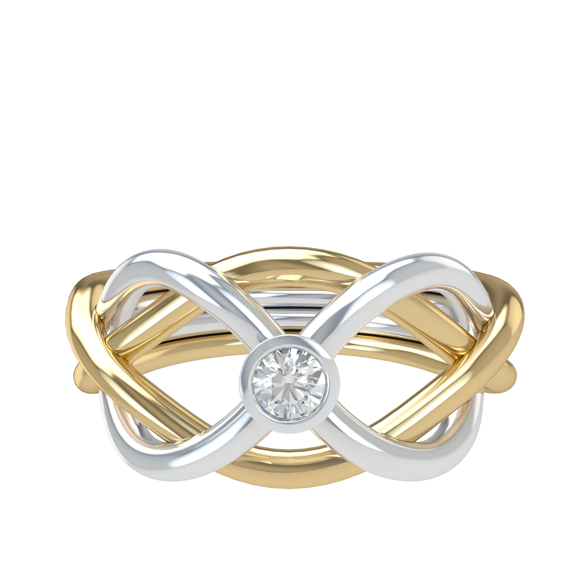 Classic puzzle ring with round diamond bezel - ™ Joaillerie VCL