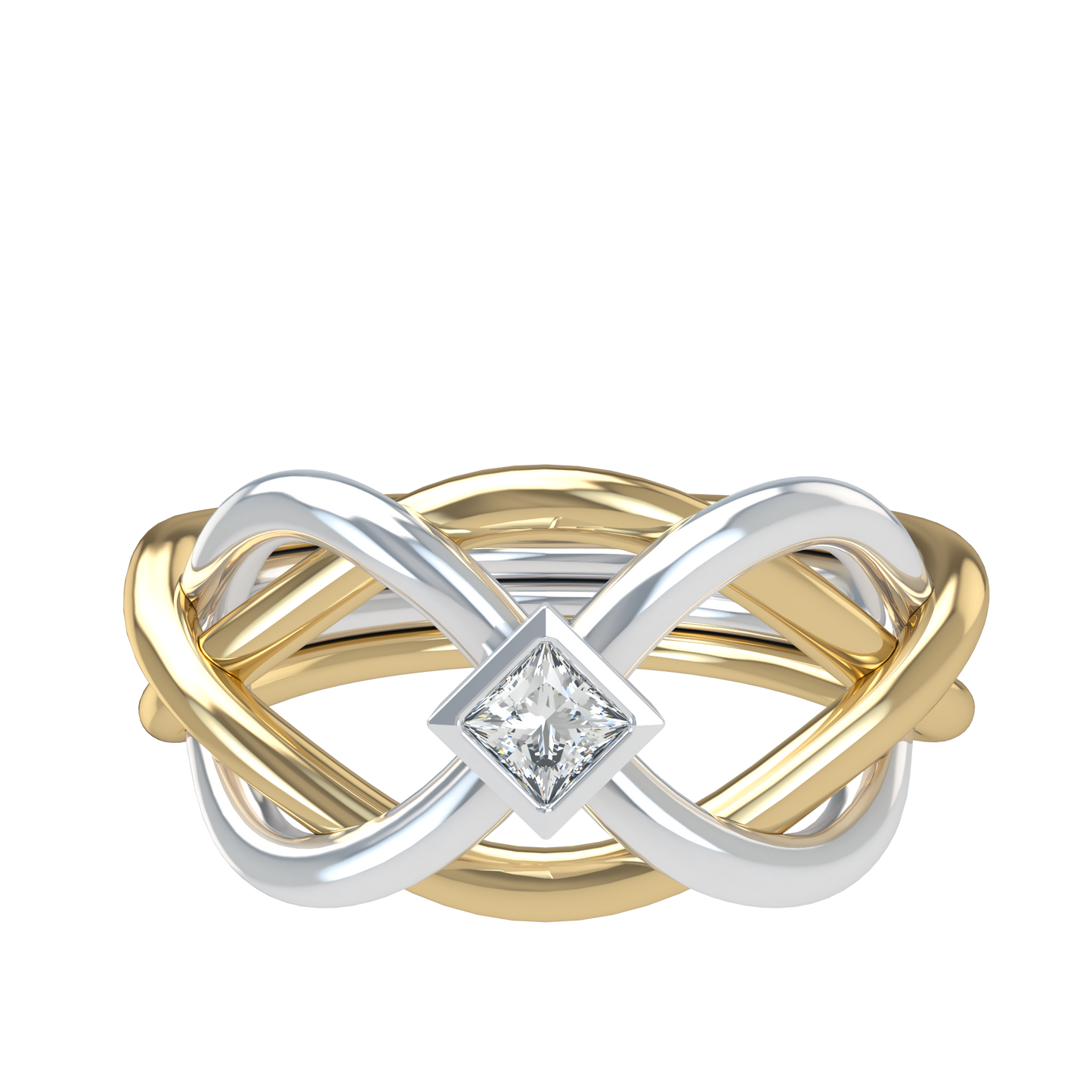 Classic puzzle ring - Princess cut diamond Bezel - ™ Joaillerie VCL