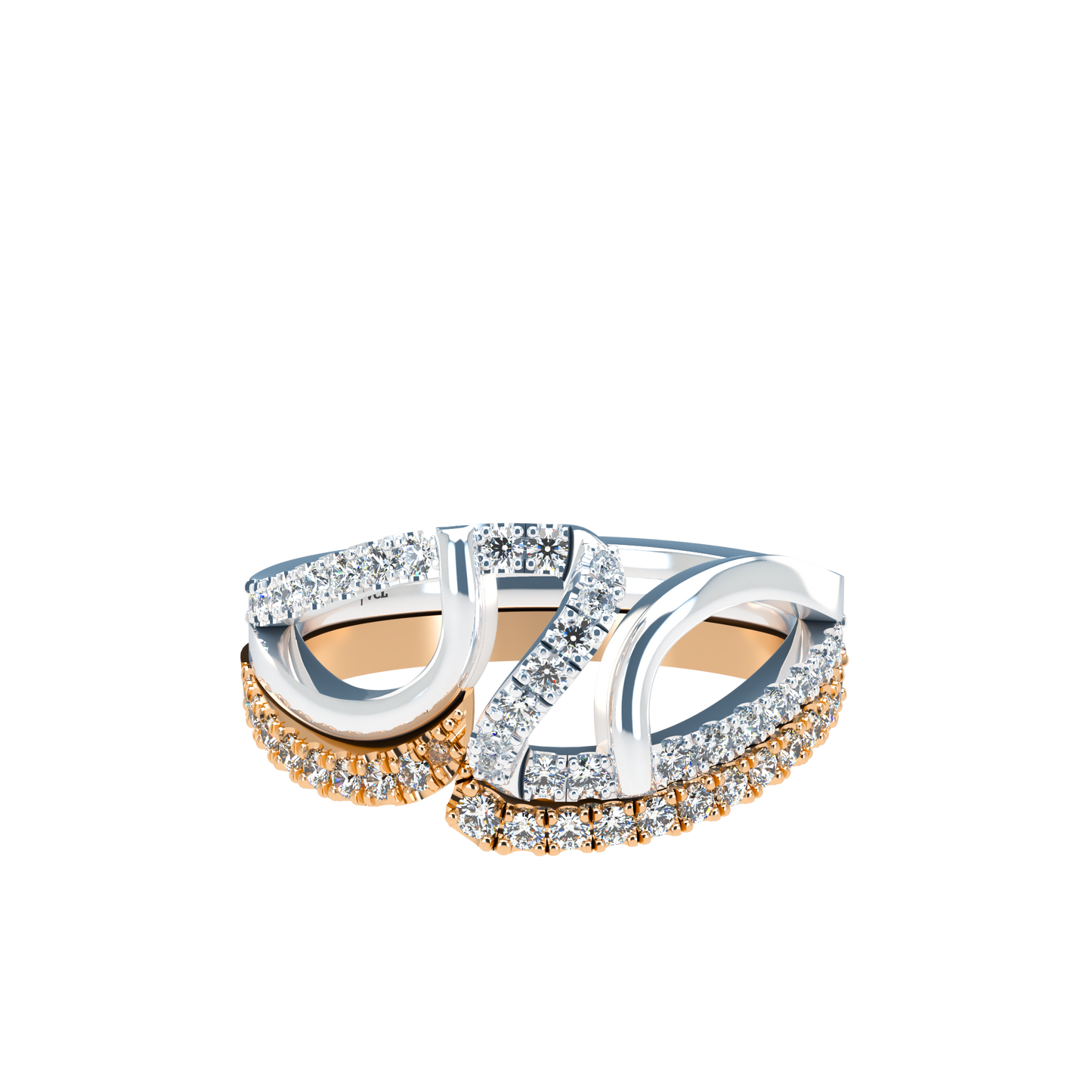 Jessica interlocking engagement ring set with diamond pavé 18Kt gold