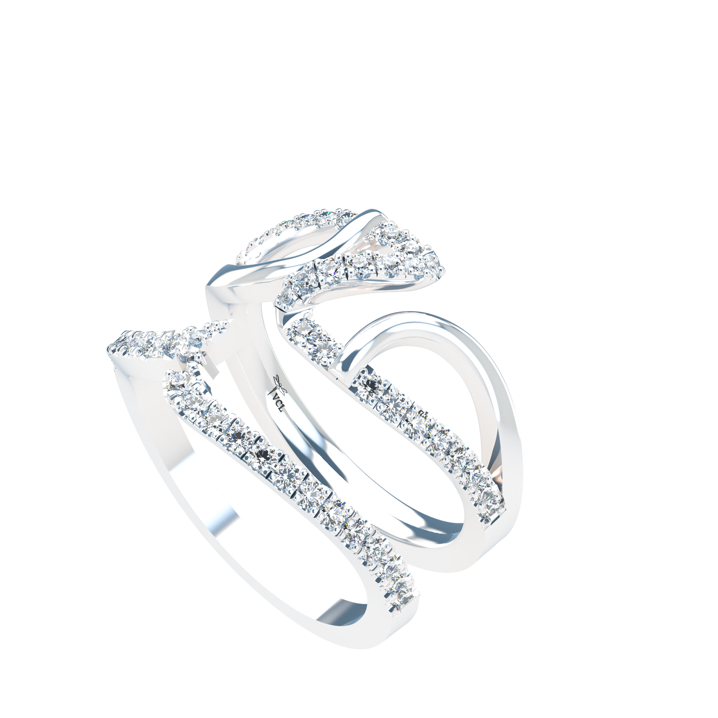 Jessica interlocking engagement ring set with diamond pavé 18Kt gold