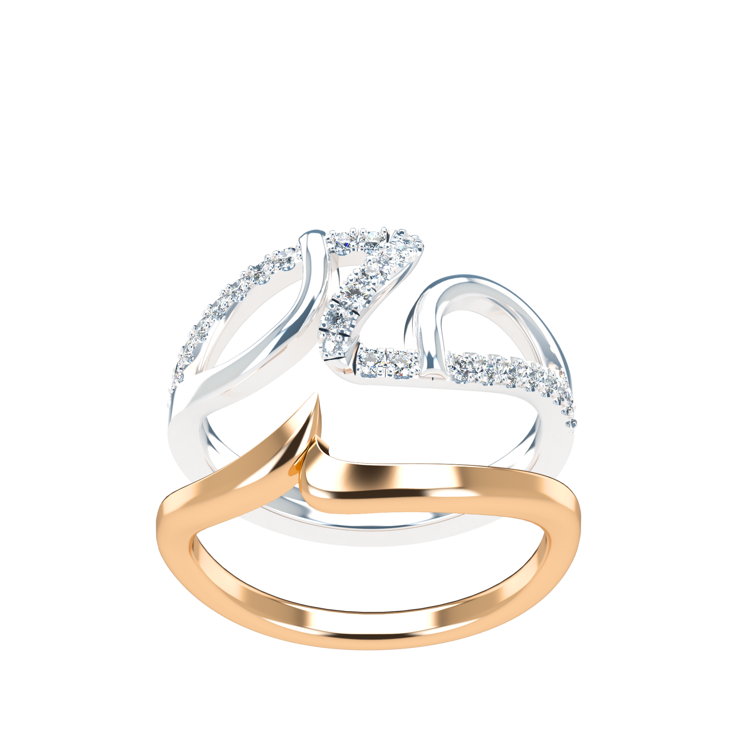 Jessica interlocking engagement ring set with diamond pavé 18Kt gold