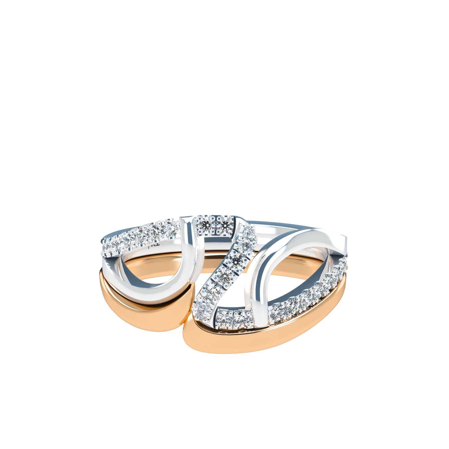 Jessica interlocking engagement ring set with diamond pavé 18Kt gold