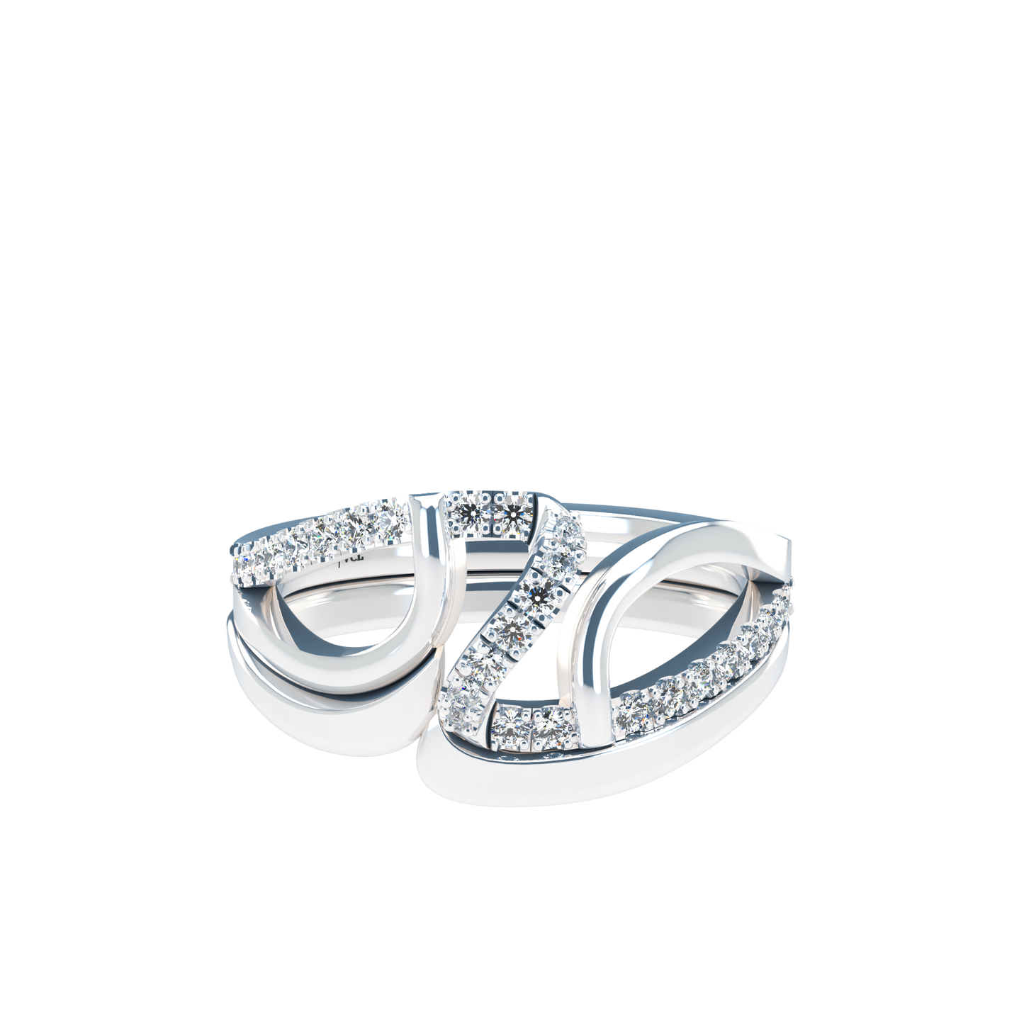 Jessica interlocking engagement ring set with diamond pavé 18Kt gold