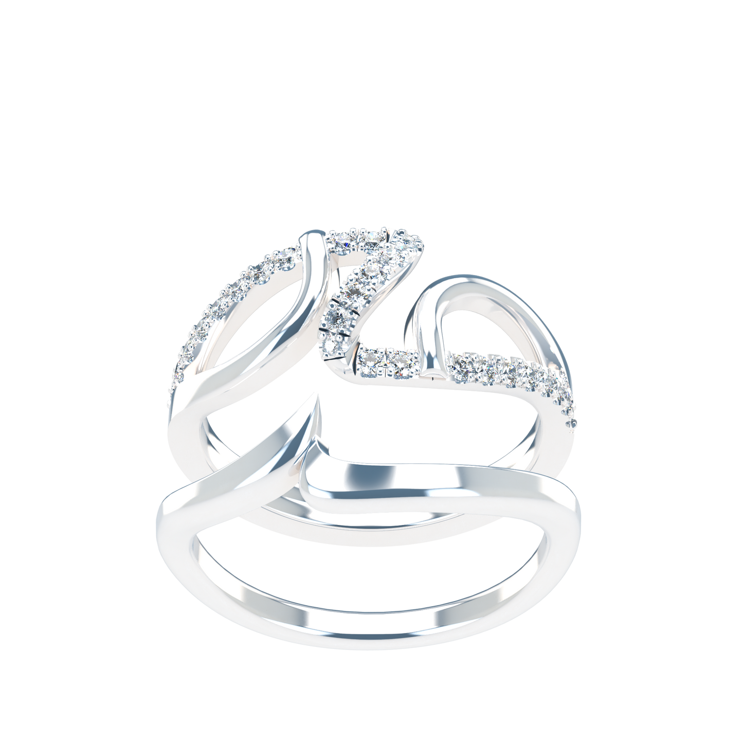 Jessica interlocking engagement ring set with diamond pavé 18Kt gold