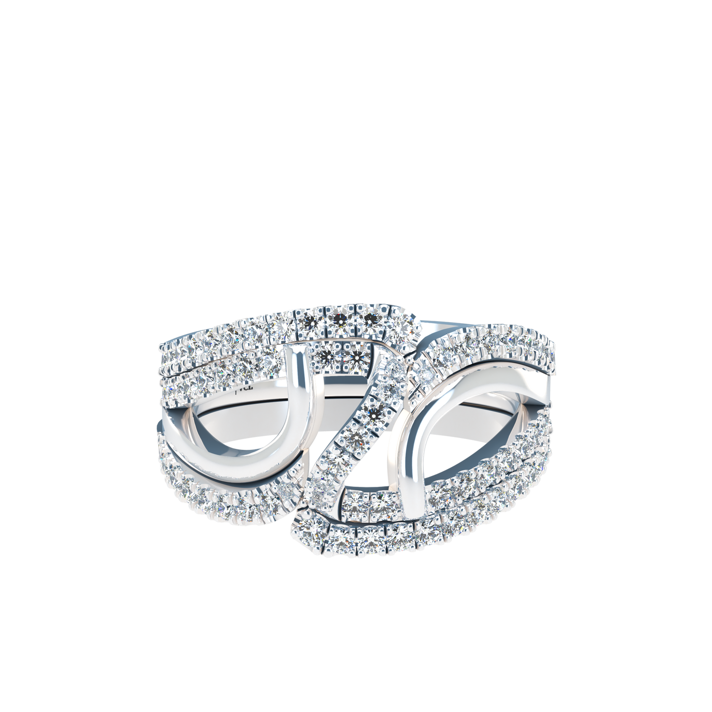 Jessica interlocking engagement ring set with diamond pavé 18Kt gold