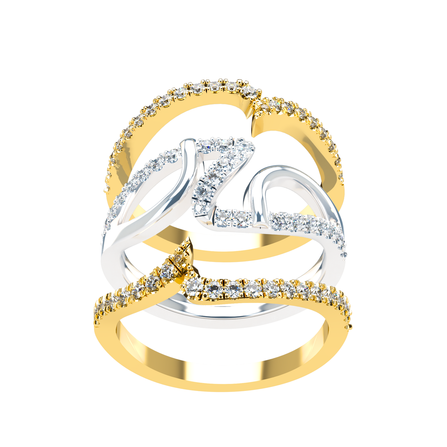 Jessica interlocking engagement ring set with diamond pavé 18Kt gold