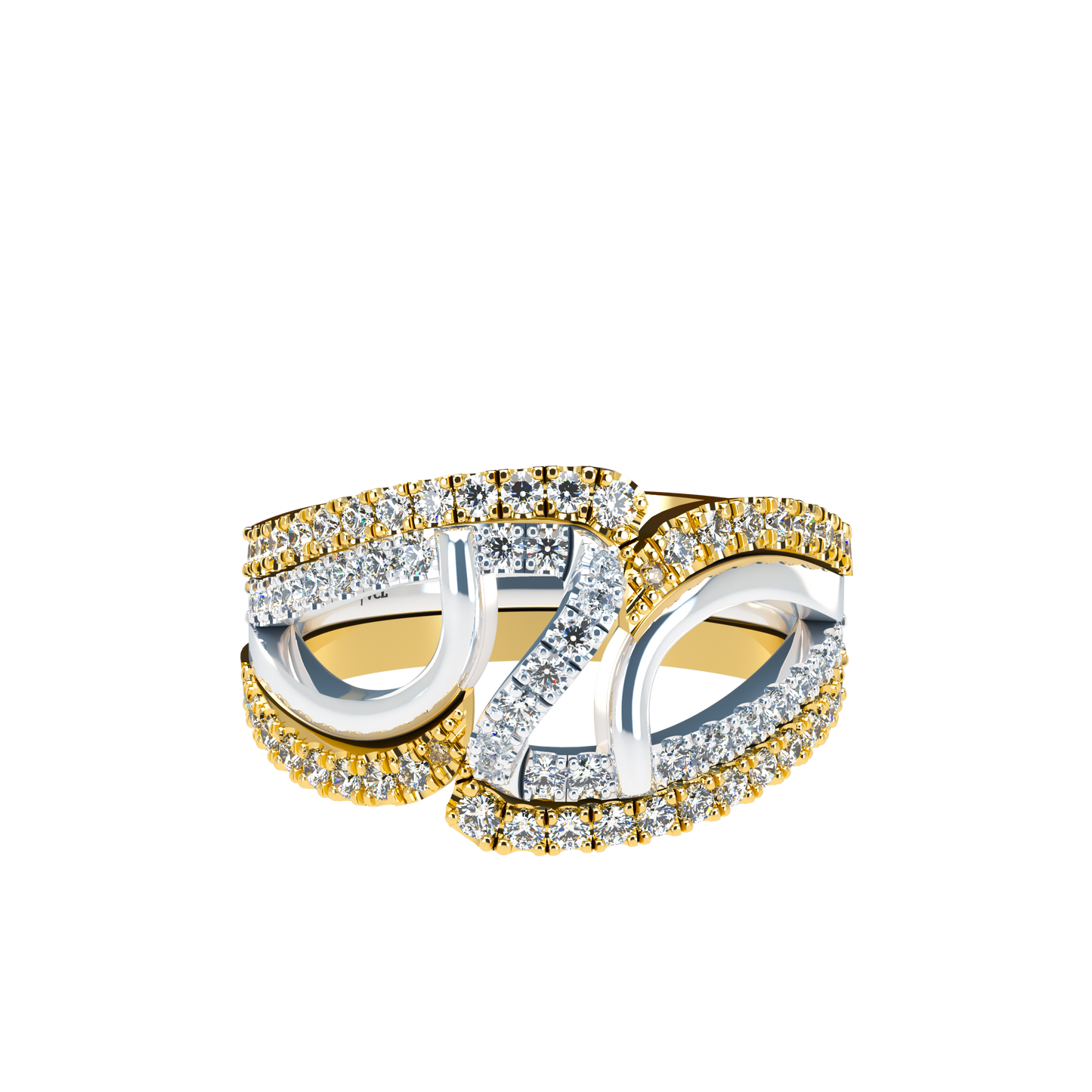 Jessica interlocking engagement ring set with diamond pavé 18Kt gold