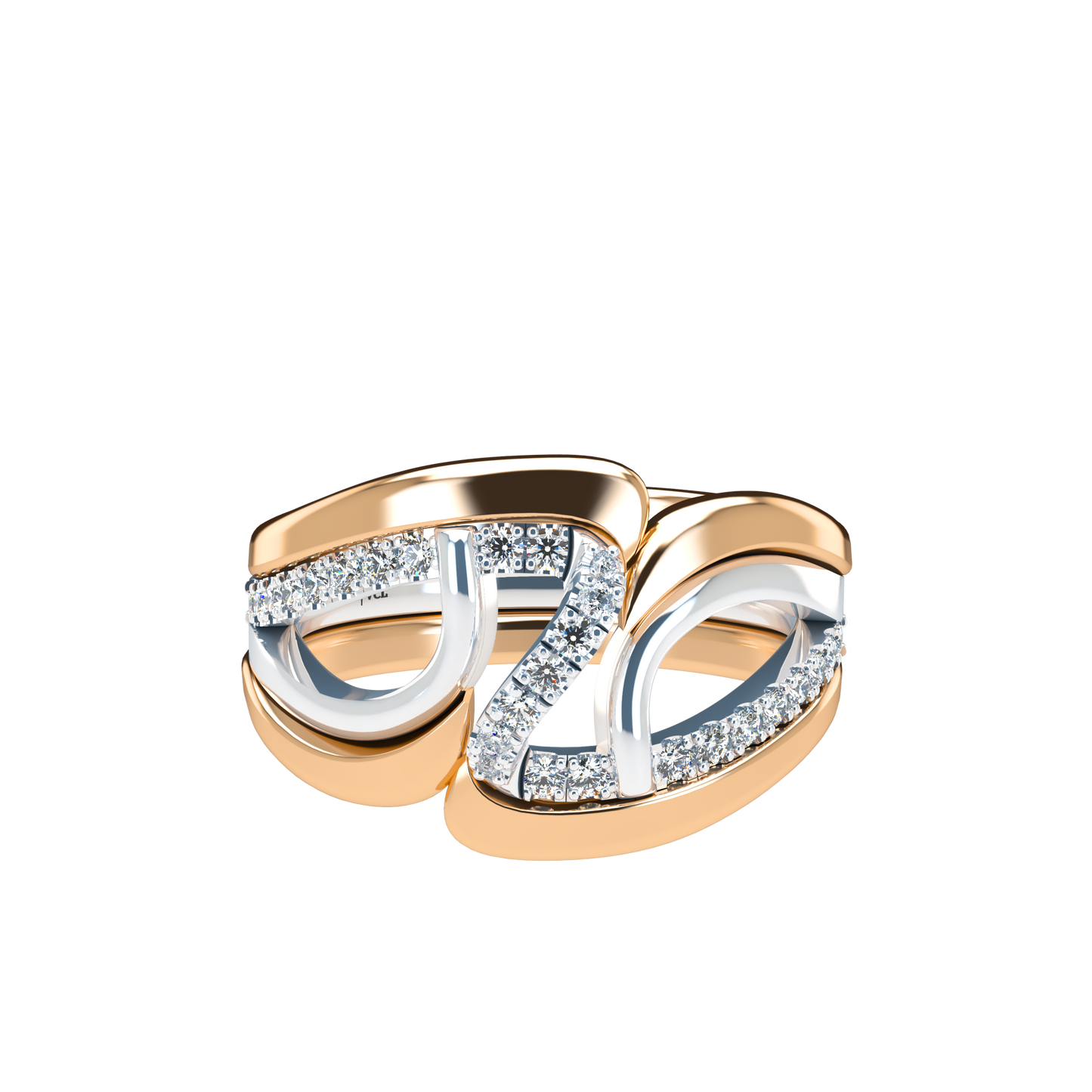 Jessica interlocking engagement ring set with diamond pavé 18Kt gold