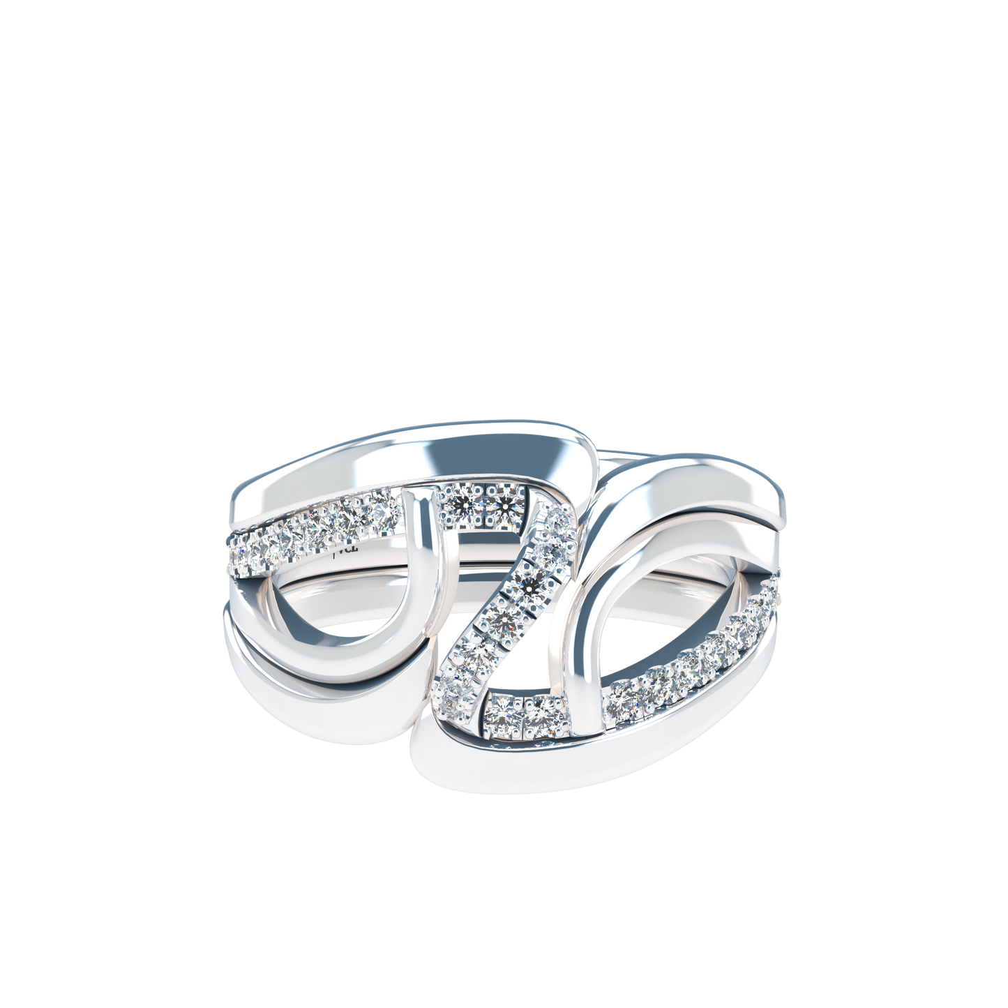 Jessica interlocking engagement ring set with diamond pavé 18Kt gold