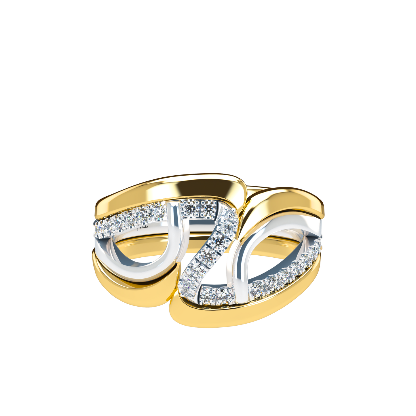 Jessica interlocking engagement ring set with diamond pavé 18Kt gold