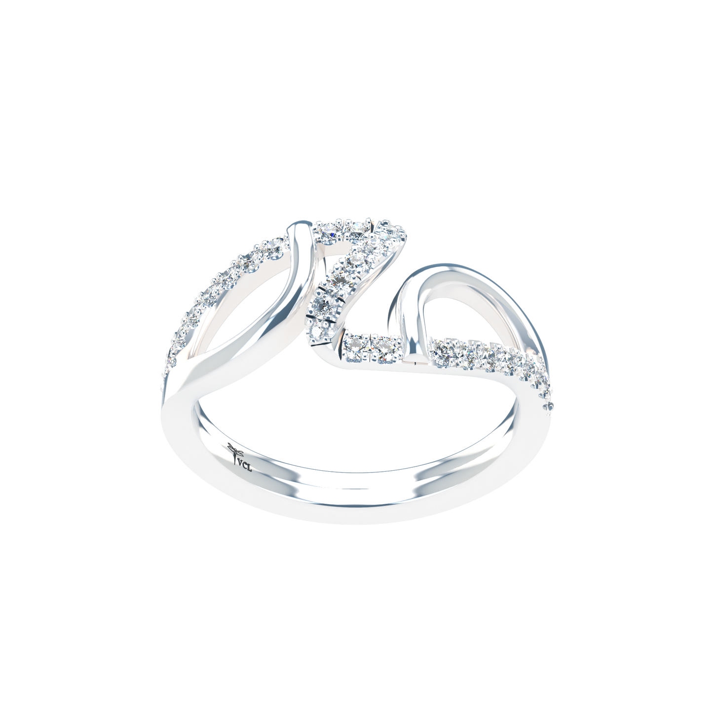 Jessica interlocking engagement ring set with diamond pavé 18Kt gold