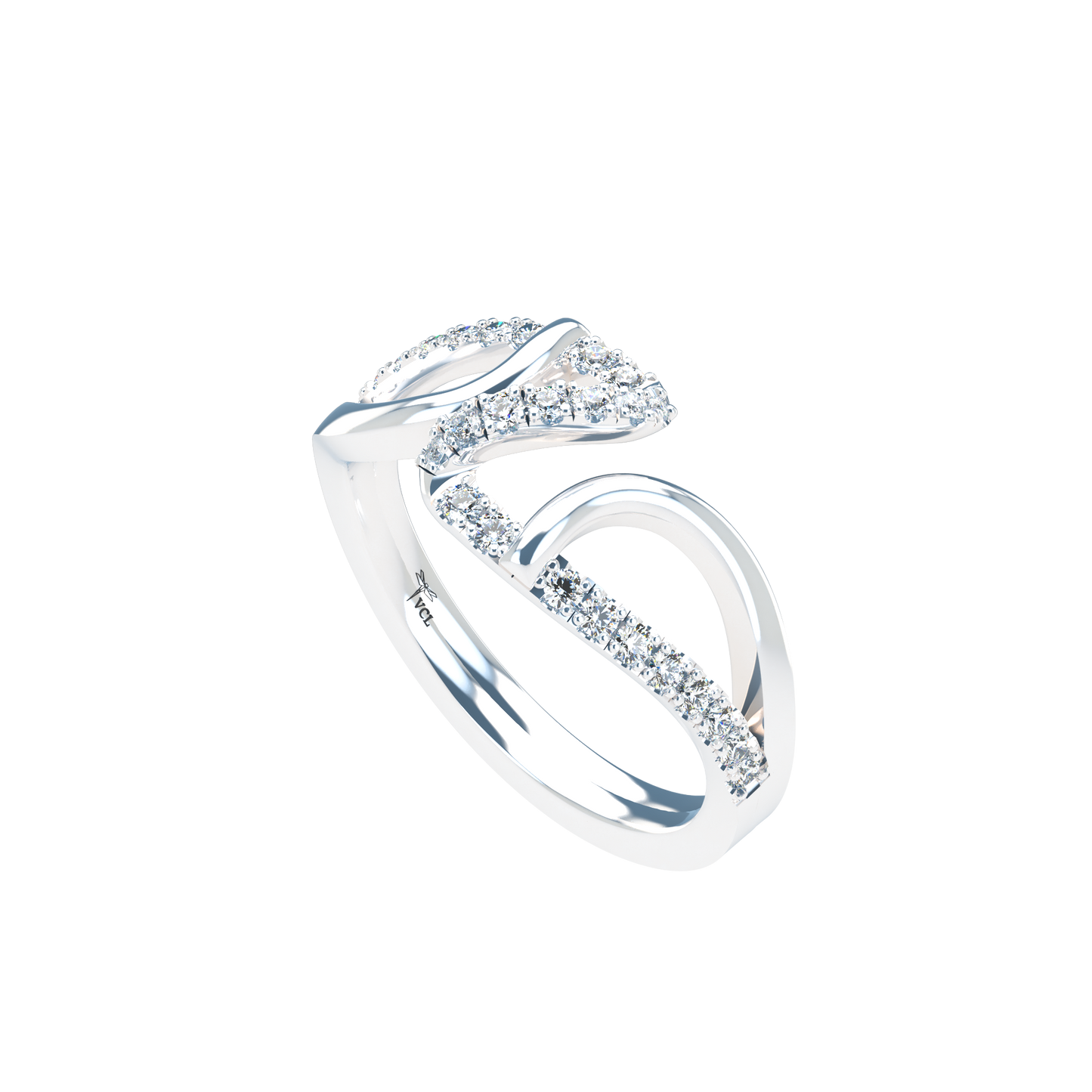 Jessica interlocking engagement ring set with diamond pavé 18Kt gold