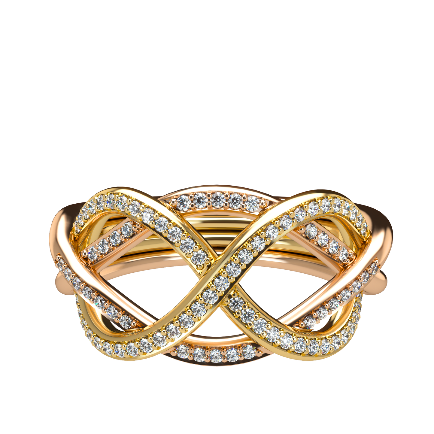 Classic puzzle ring with diamond pavé - ™ Joaillerie VCL