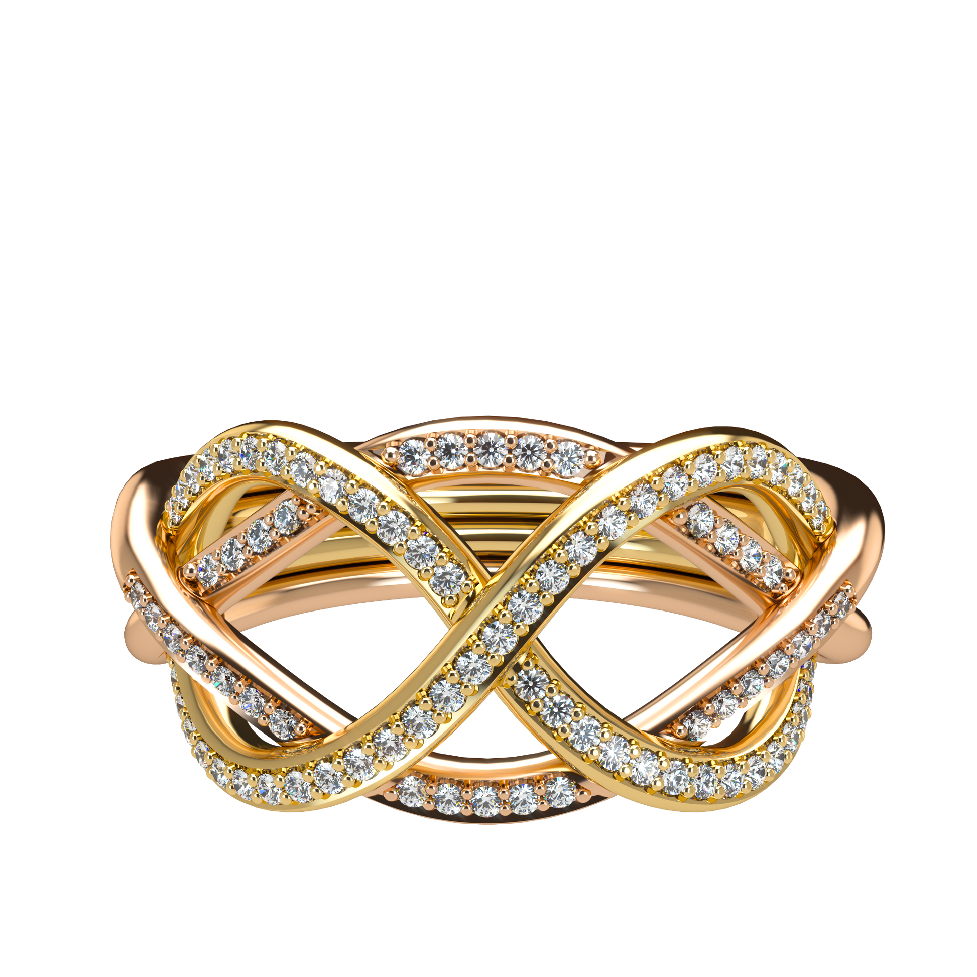 Classic puzzle ring with diamond pavé - ™ Joaillerie VCL