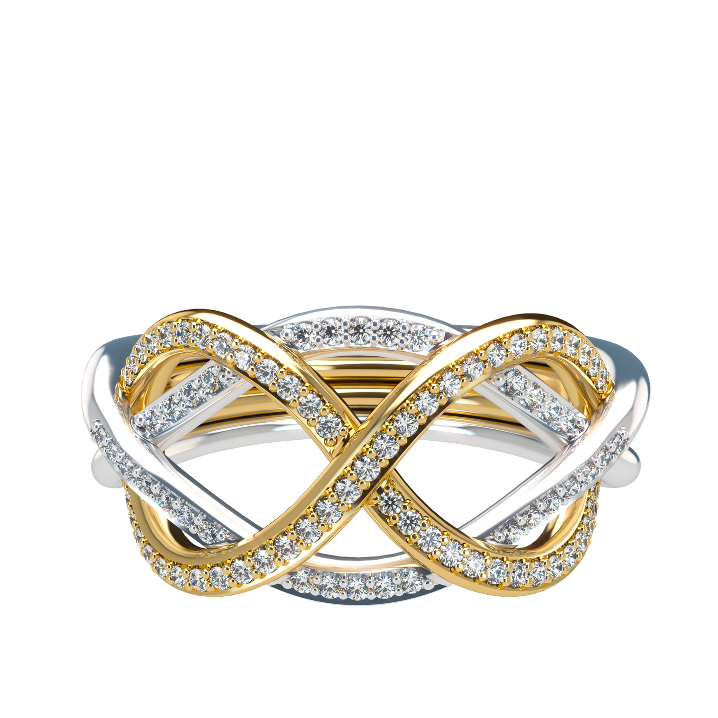 Classic puzzle ring with diamond pavé - ™ Joaillerie VCL