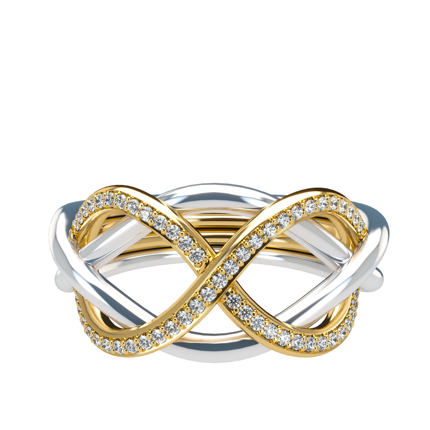 Classsic puzzle ring with half diamond pavé - ™ Joaillerie VCL