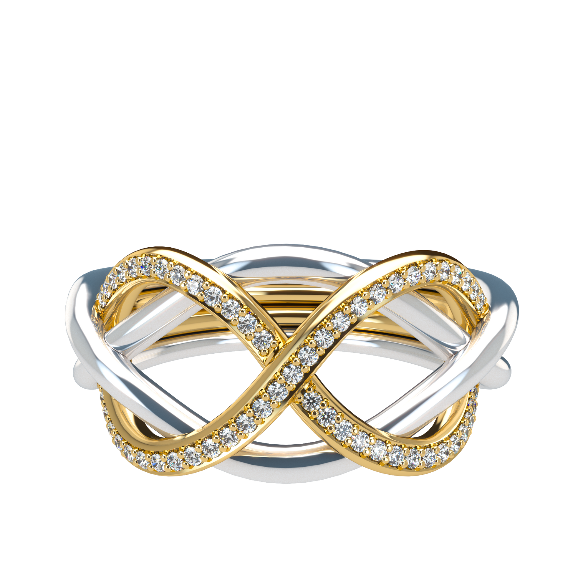 Classsic puzzle ring with half diamond pavé - ™ Joaillerie VCL
