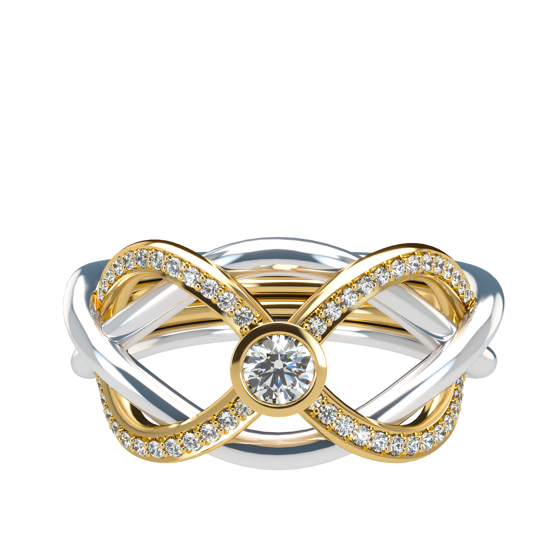 Puzzle ring with half pavé diamond bezel - ™ Joaillerie VCL