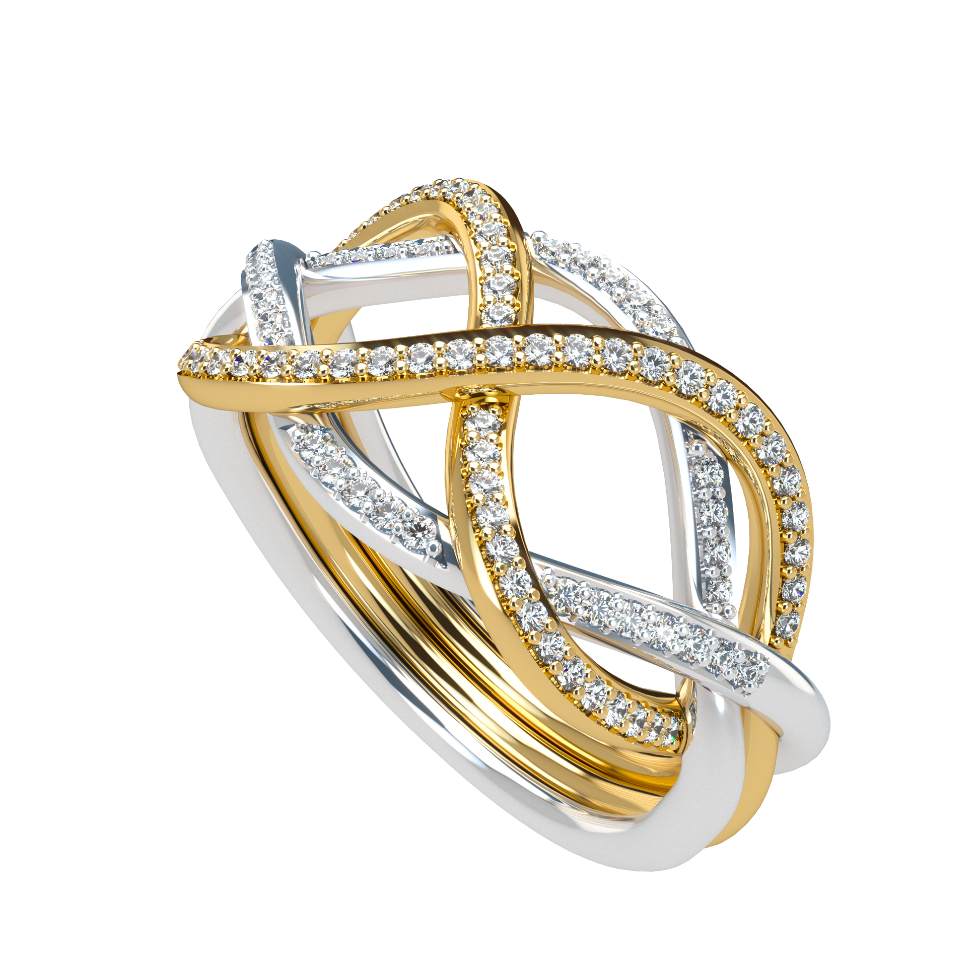 Classic puzzle ring with diamond pavé - ™ Joaillerie VCL