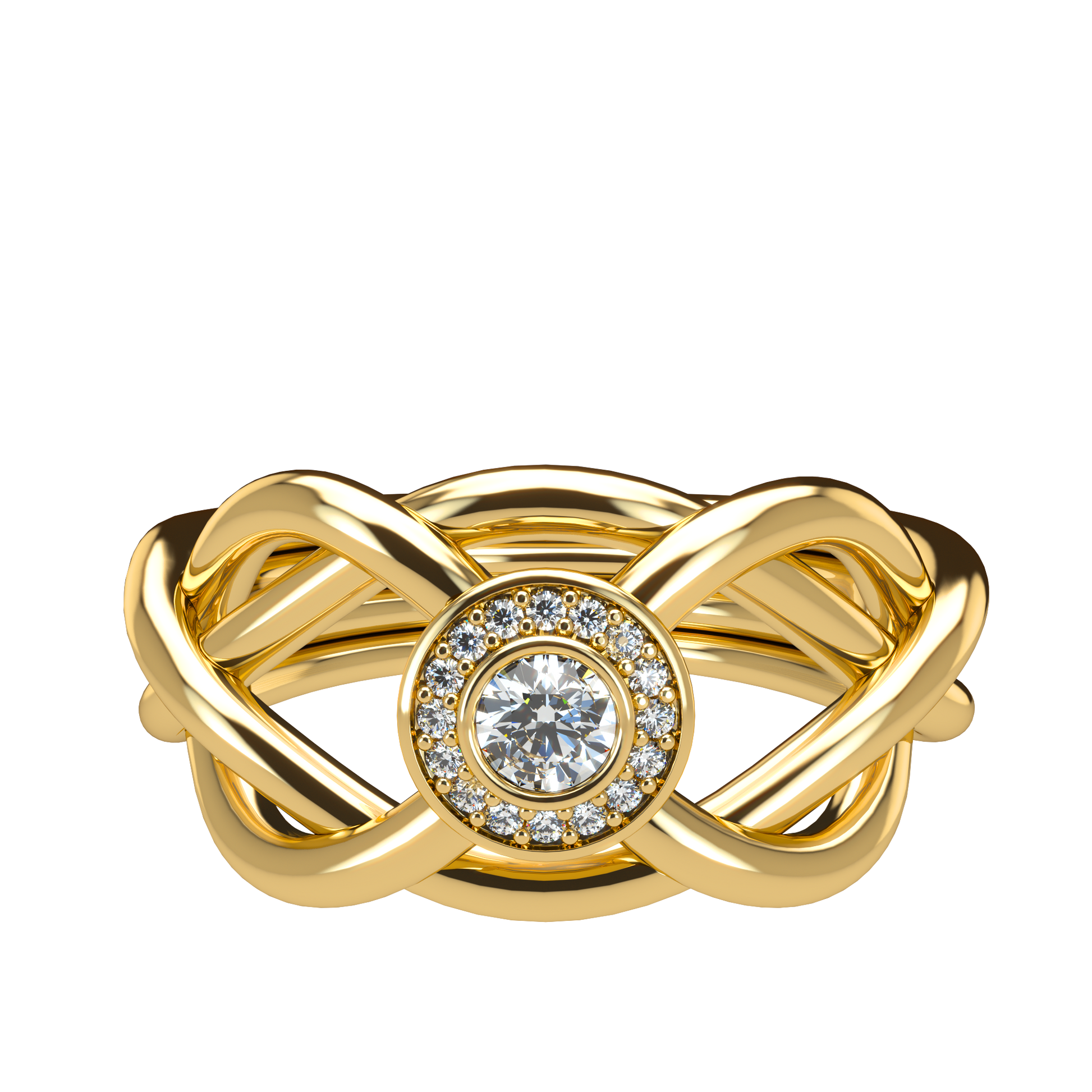 Classic puzzle ring with central halo diamond - ™ Joaillerie VCL