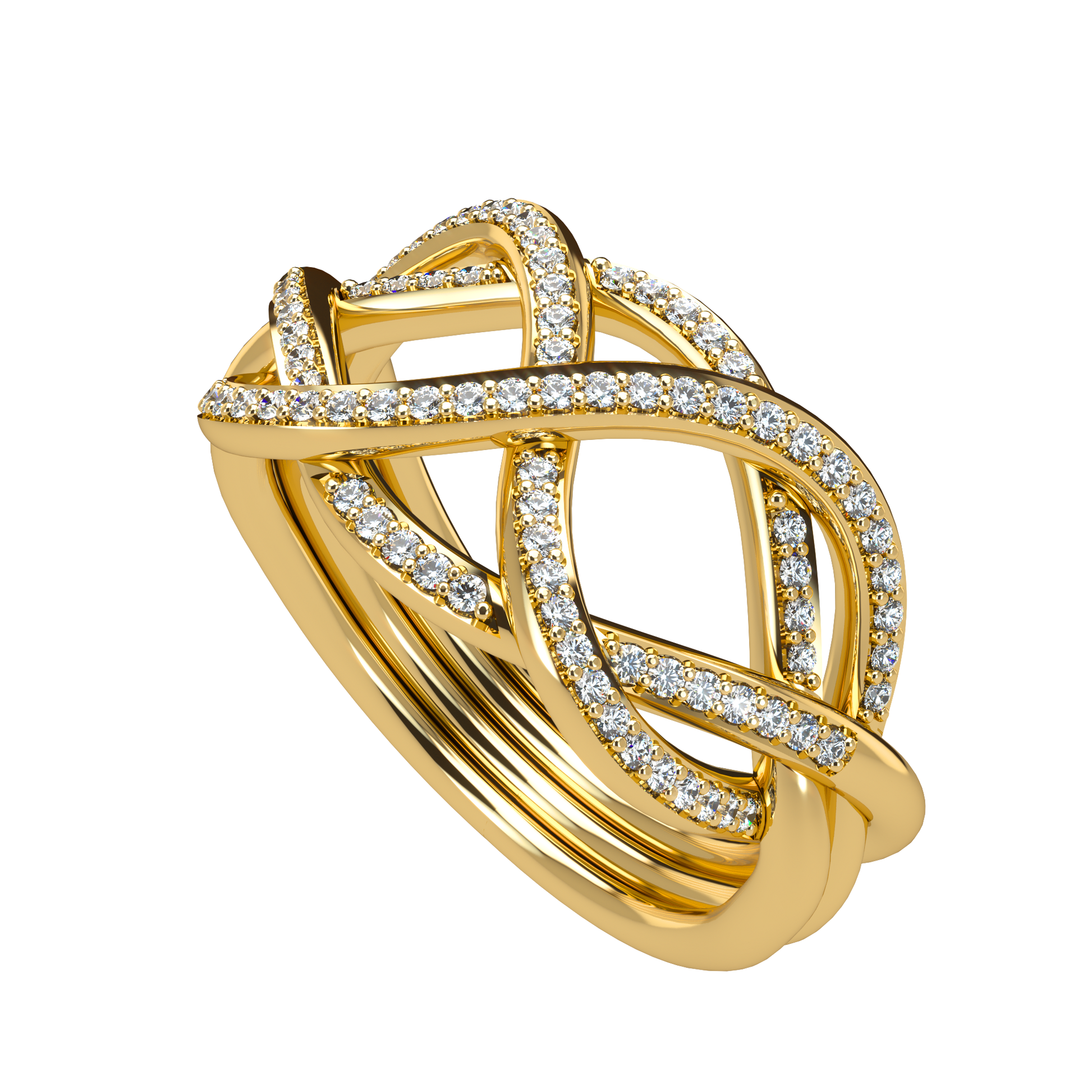 Classic puzzle ring with diamond pavé - ™ Joaillerie VCL