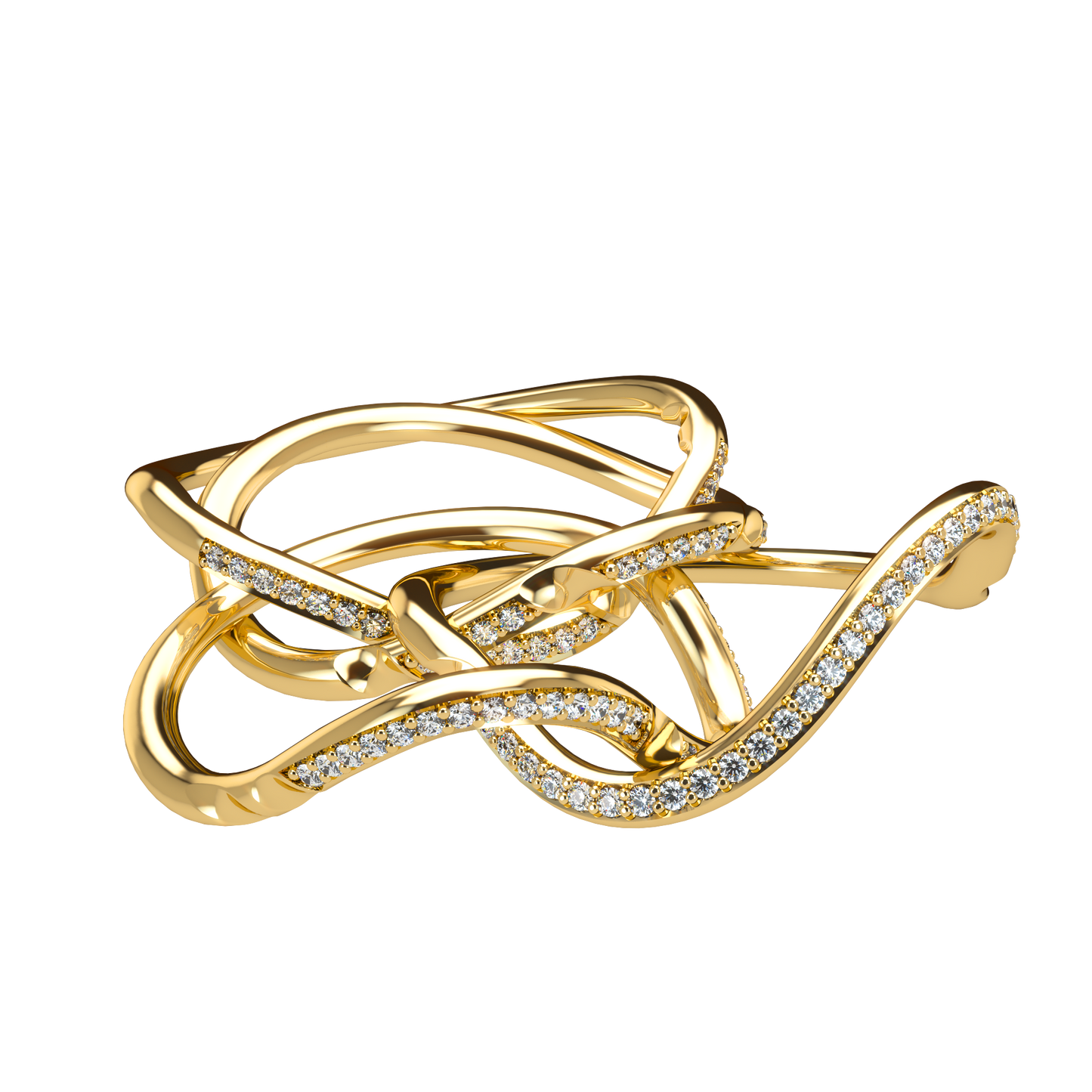 Classic puzzle ring with diamond pavé - ™ Joaillerie VCL