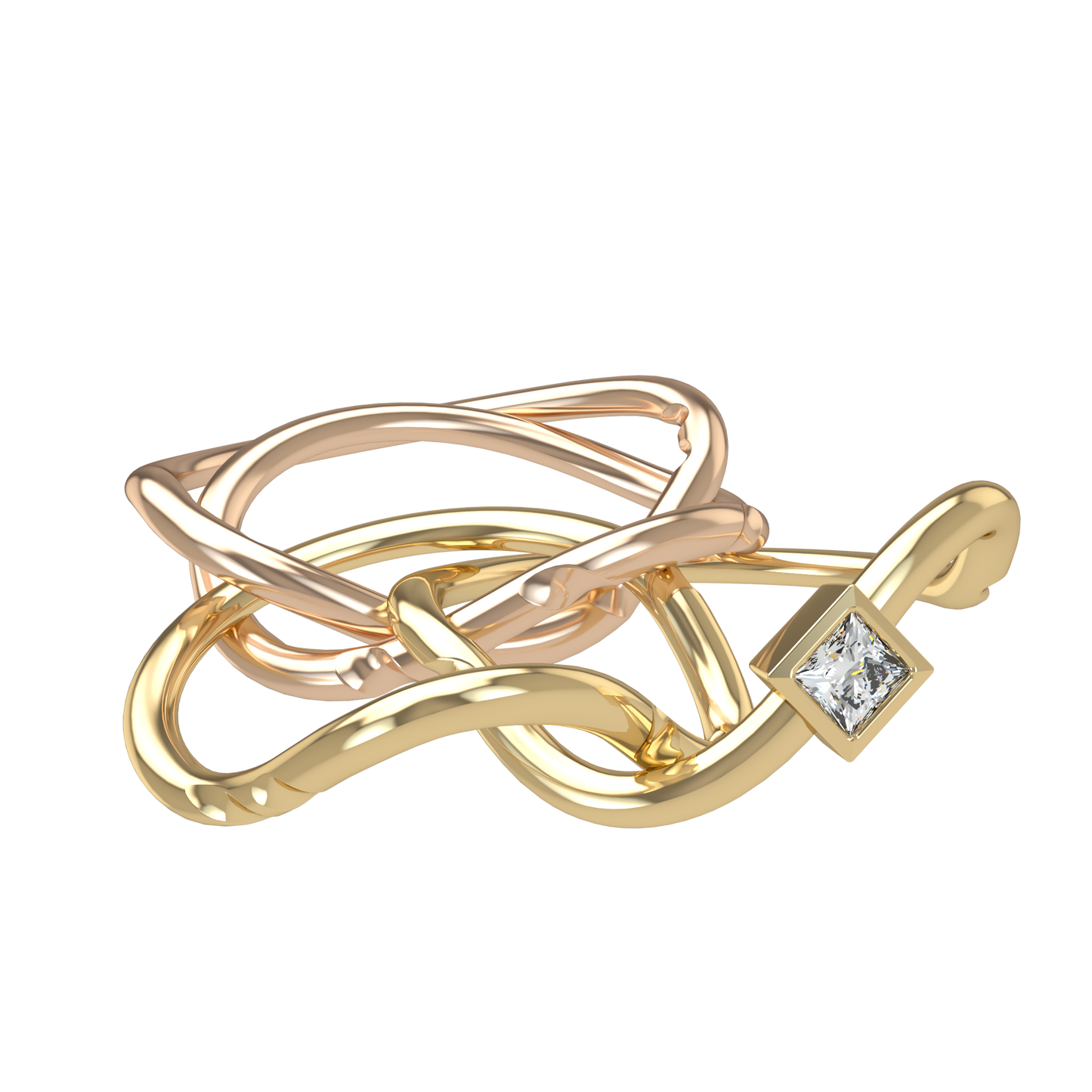 Classic puzzle ring - Princess cut diamond Bezel - ™ Joaillerie VCL