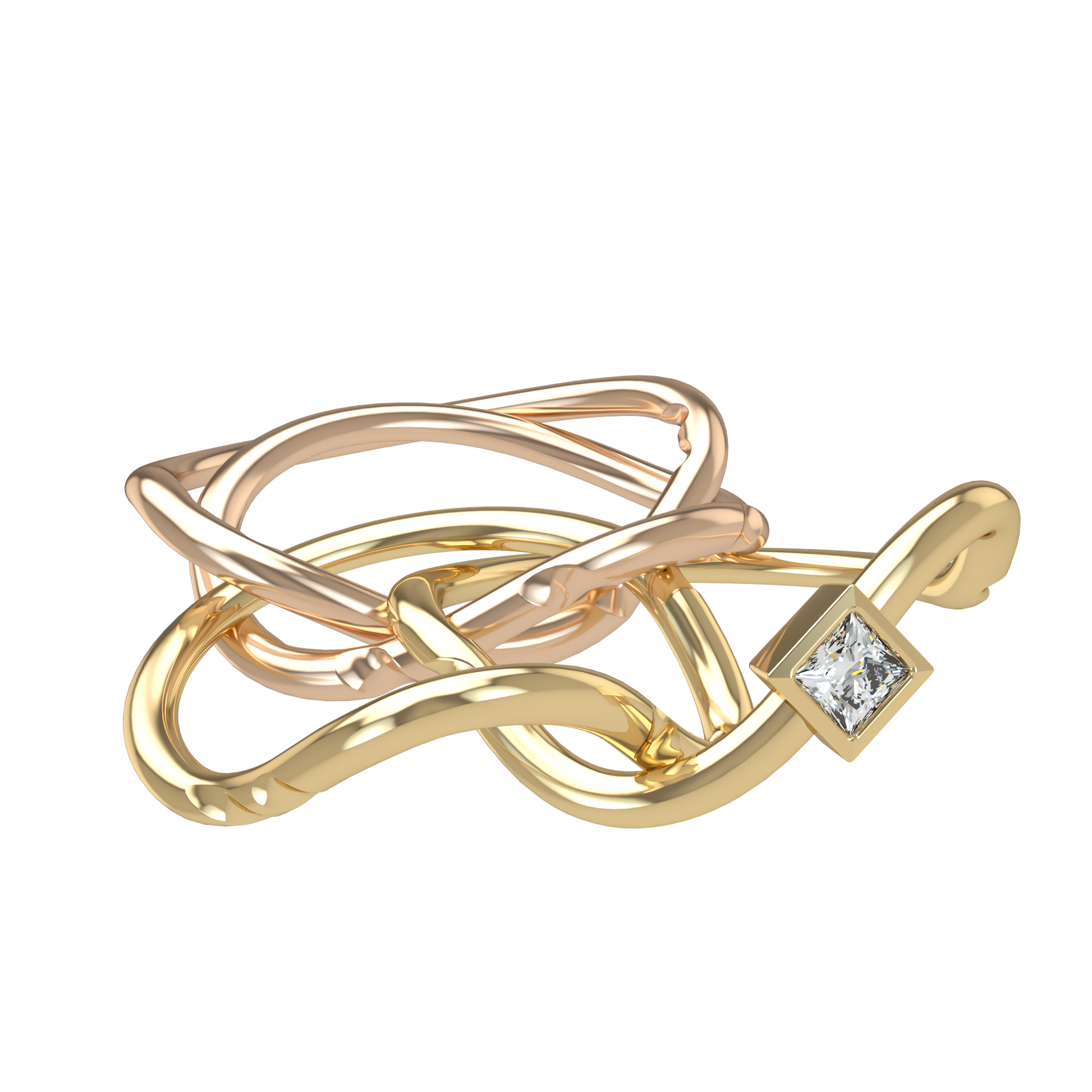 Classic puzzle ring - Princess cut diamond Bezel - ™ Joaillerie VCL