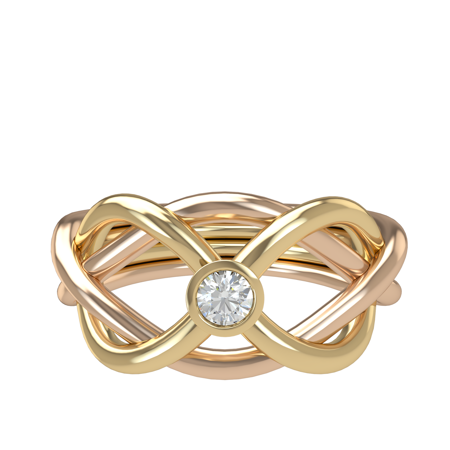 Classic puzzle ring with round diamond bezel - ™ Joaillerie VCL