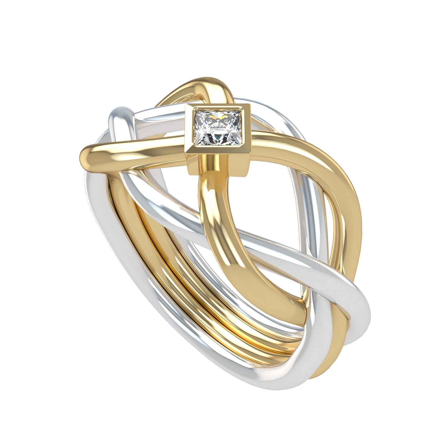 Classic puzzle ring - Princess cut diamond Bezel - ™ Joaillerie VCL