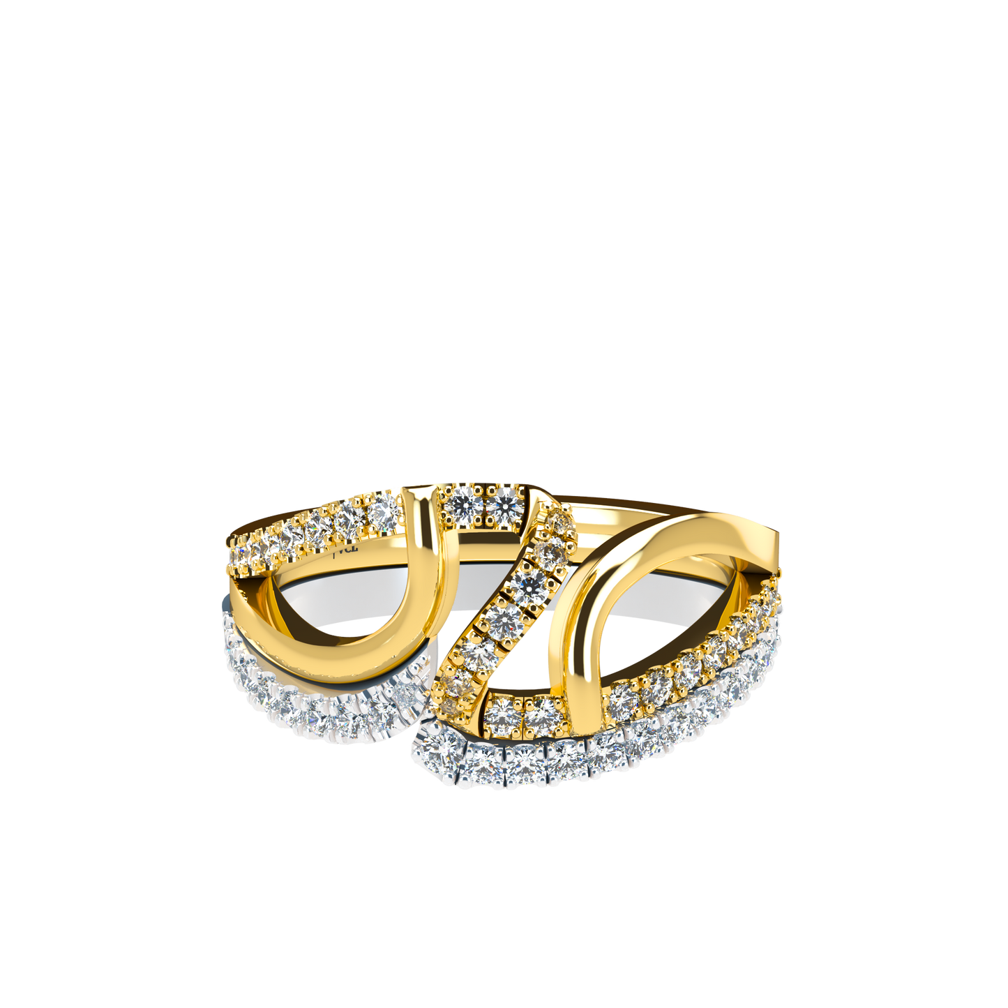 Jessica interlocking engagement ring set with diamond pavé 18Kt gold