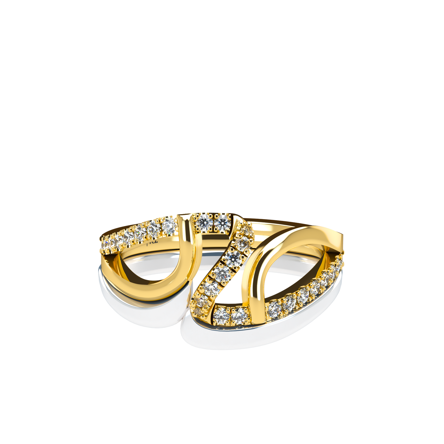 Jessica interlocking engagement ring set with diamond pavé 18Kt gold