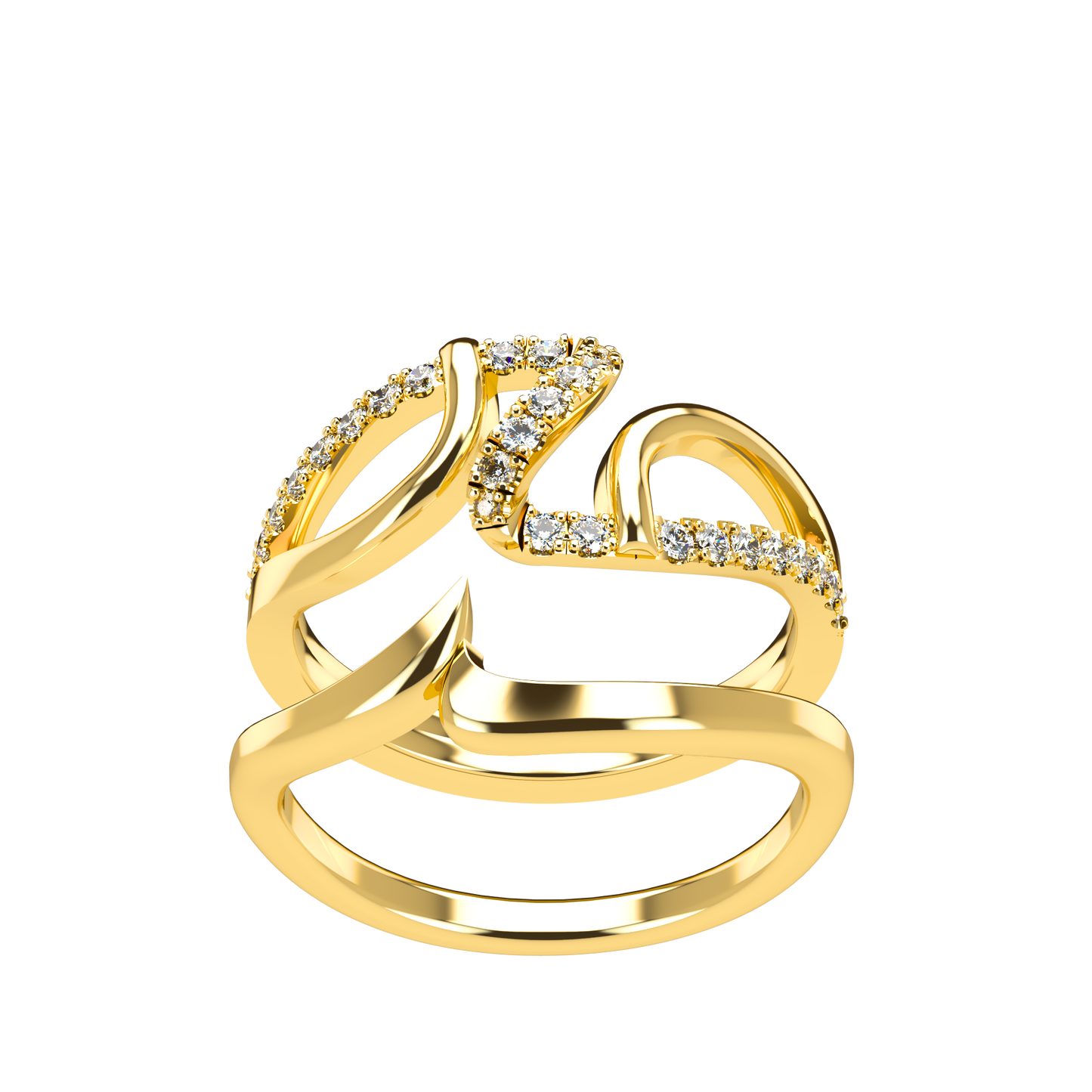 Jessica interlocking engagement ring set with diamond pavé 18Kt gold
