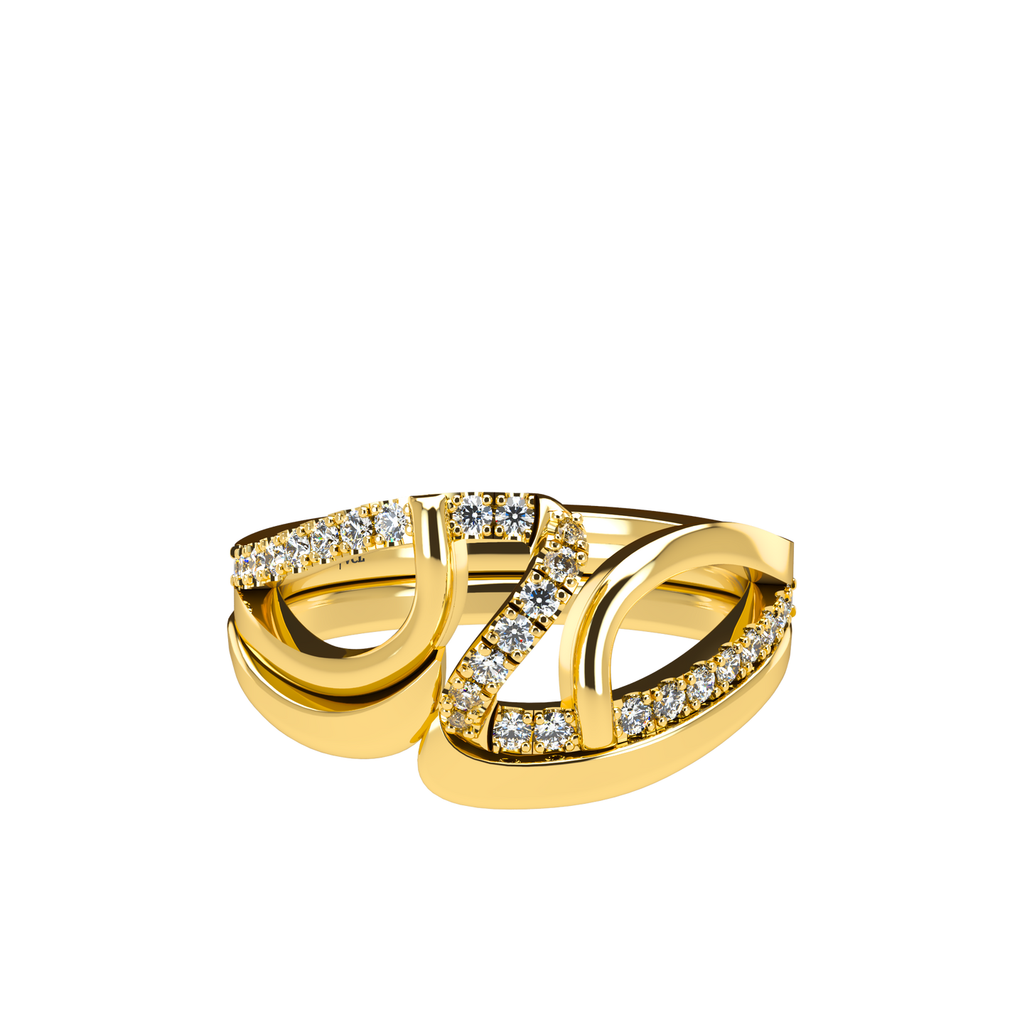 Jessica interlocking engagement ring set with diamond pavé 18Kt gold