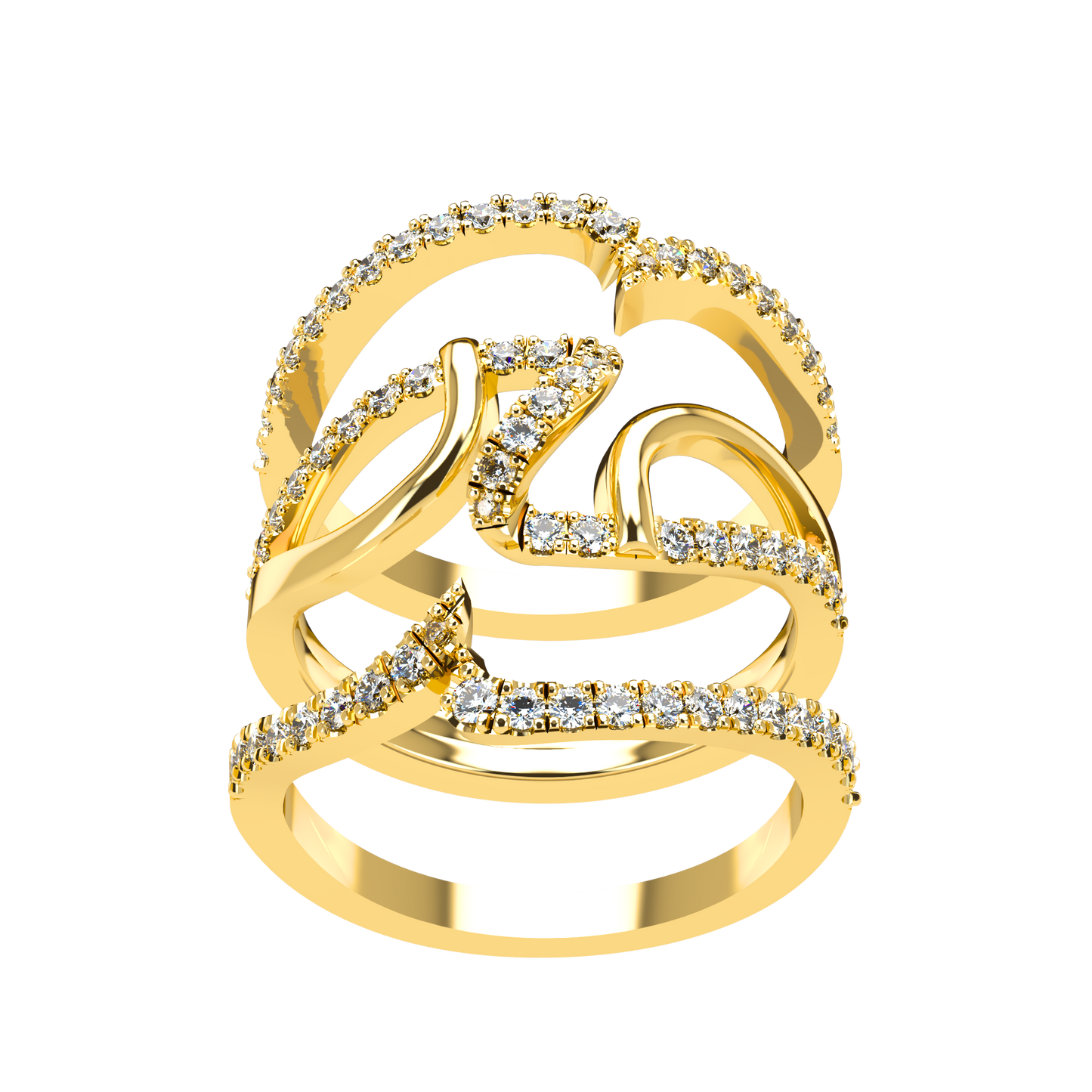 Jessica interlocking engagement ring set with diamond pavé 18Kt gold