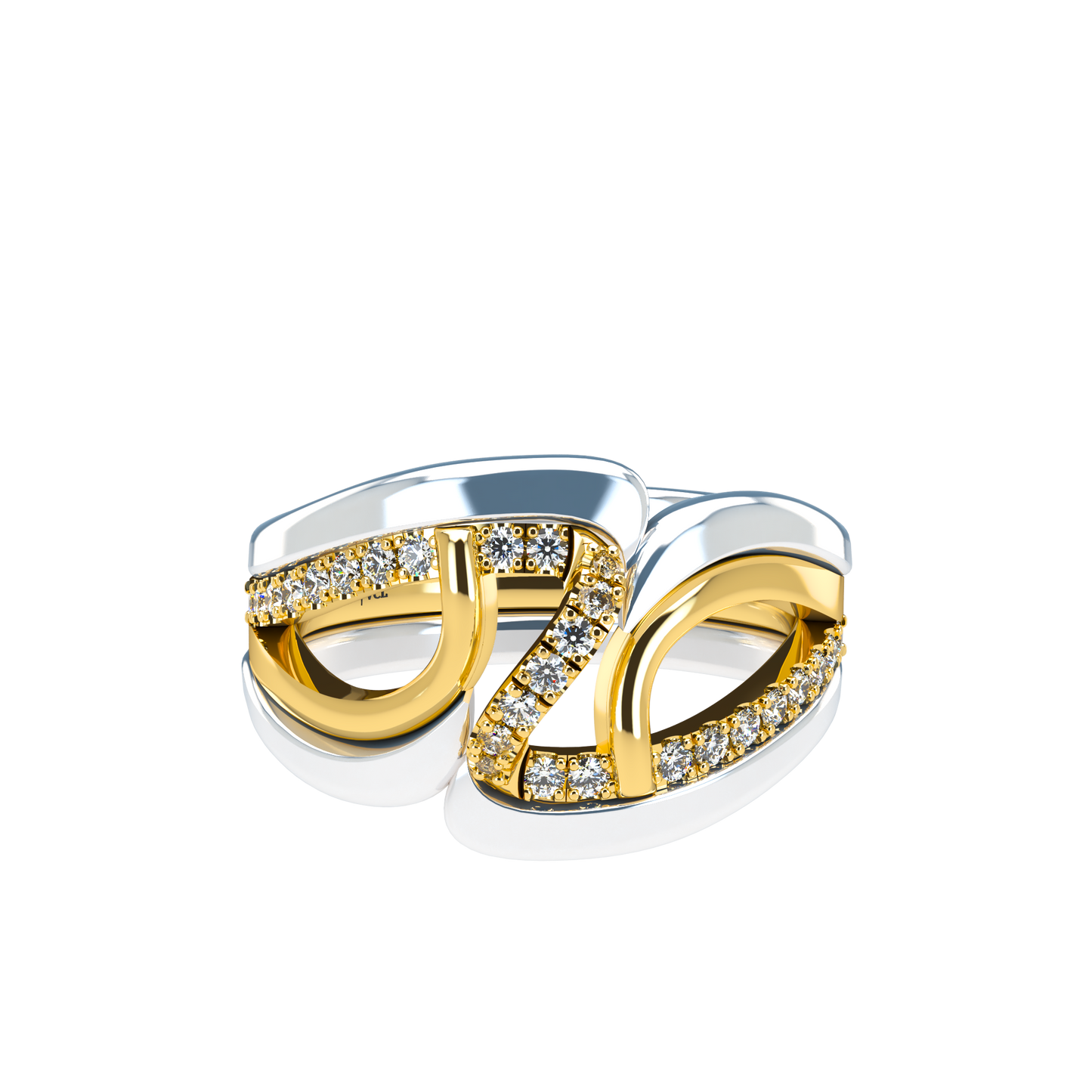 Jessica interlocking engagement ring set with diamond pavé 18Kt gold