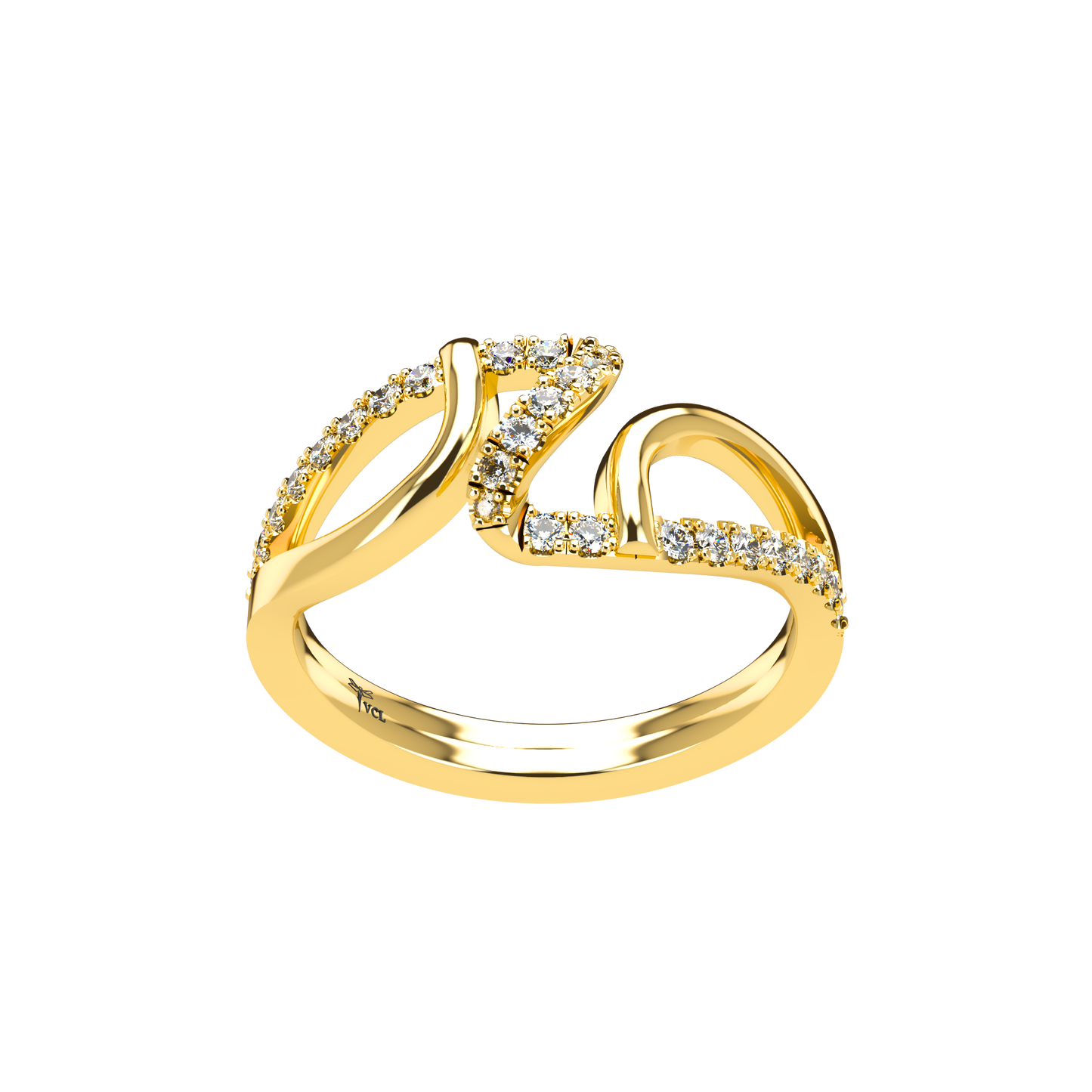 Jessica interlocking engagement ring set with diamond pavé 18Kt gold