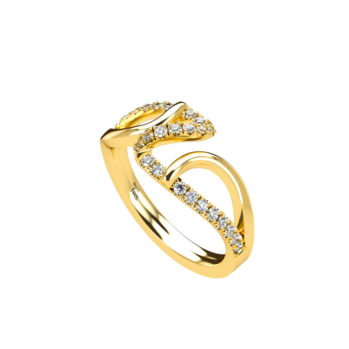 Jessica interlocking engagement ring set with diamond pavé 18Kt gold