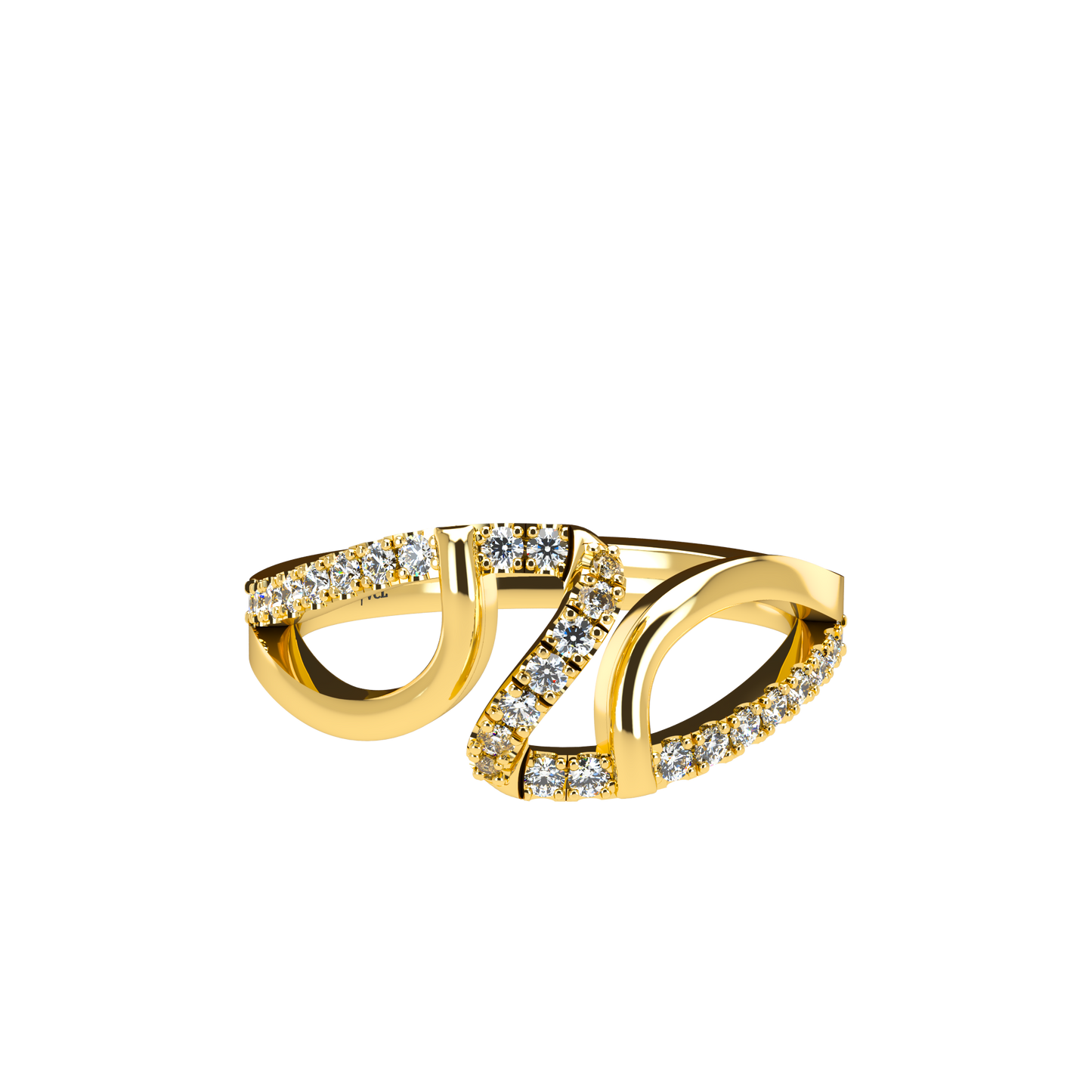 Jessica interlocking engagement ring set with diamond pavé 18Kt gold