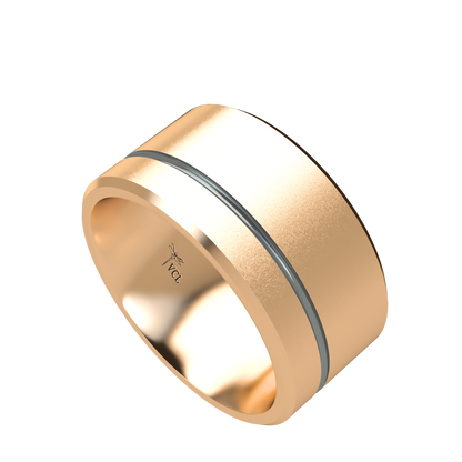 Grooved black rhodium wedding band wide - 2mm to 11mm