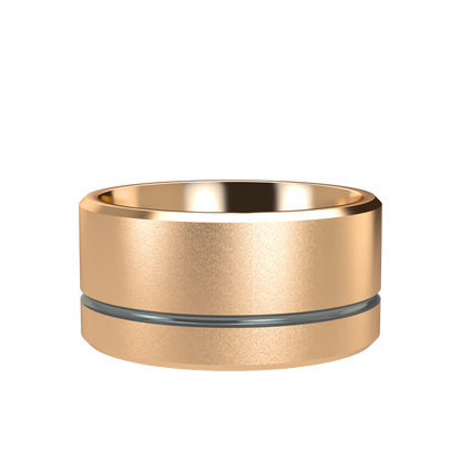 Grooved black rhodium wedding band wide - 2mm to 11mm