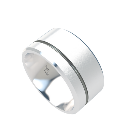 Grooved black rhodium wedding band wide - 2mm to 11mm